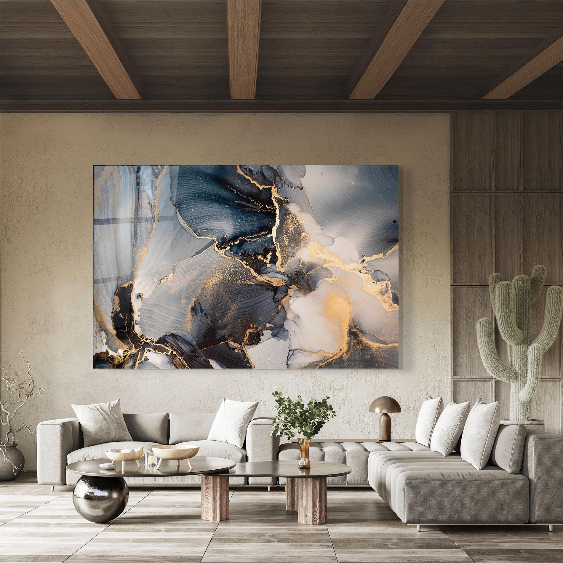 Tablou Sticla Golden Abstract Marble mockup 8