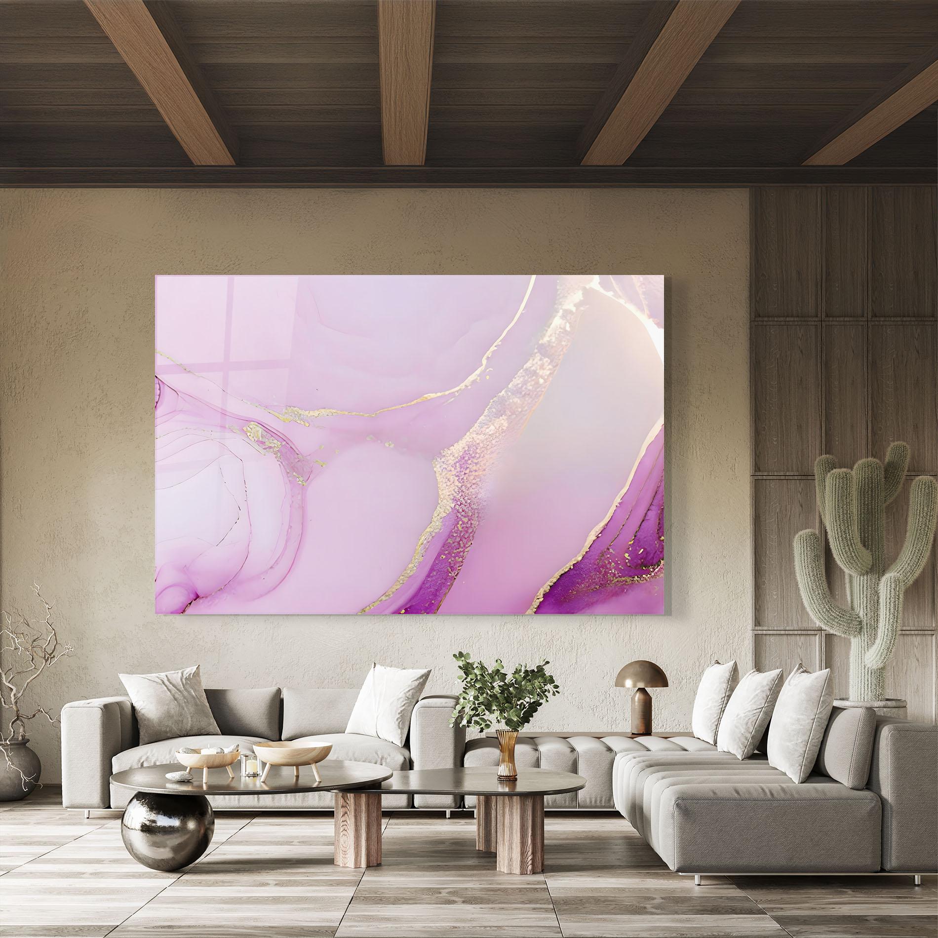 Tablou Sticla Golden Purple Marble mockup 8