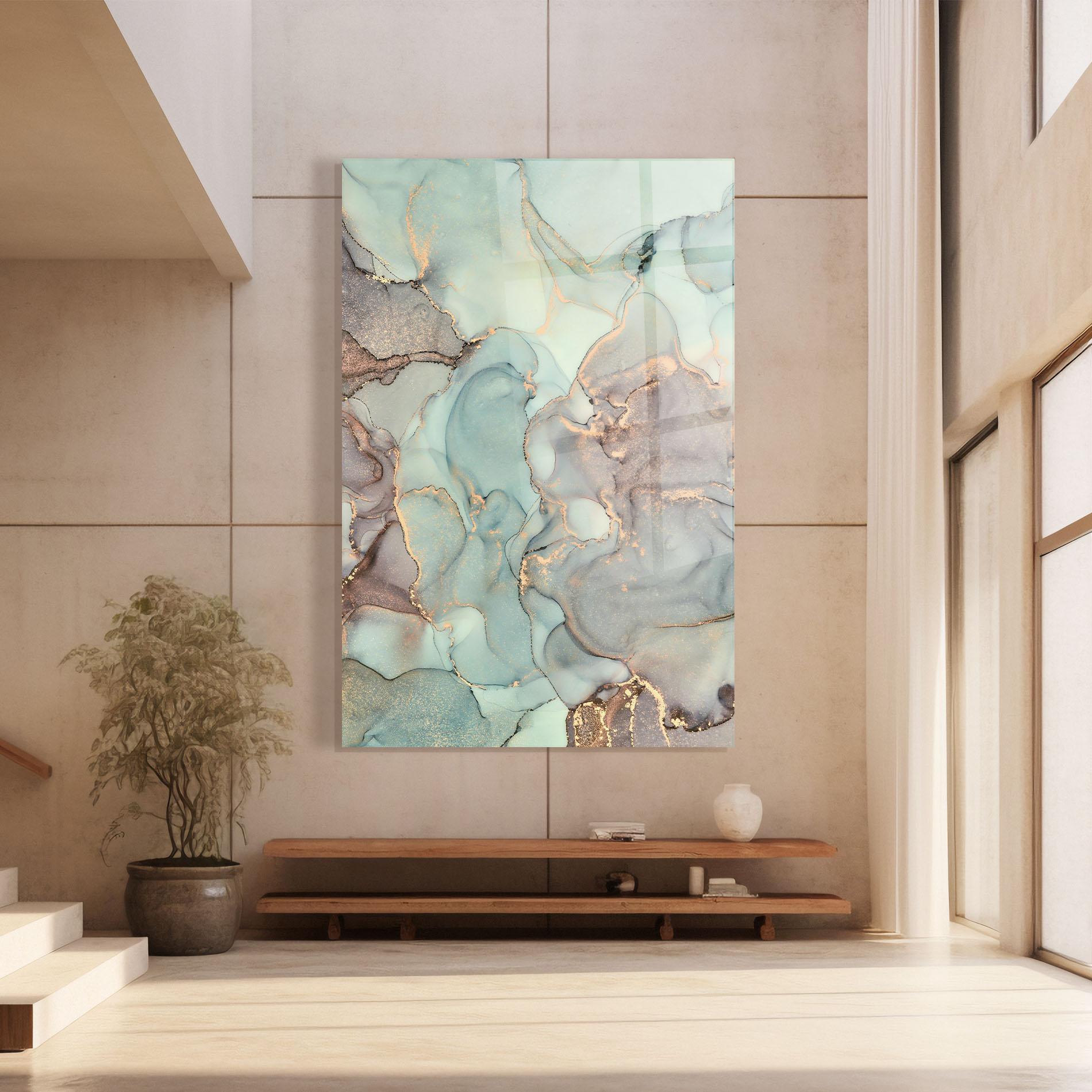 Tablou Sticla Abstract Turquoise Marble mockup 8