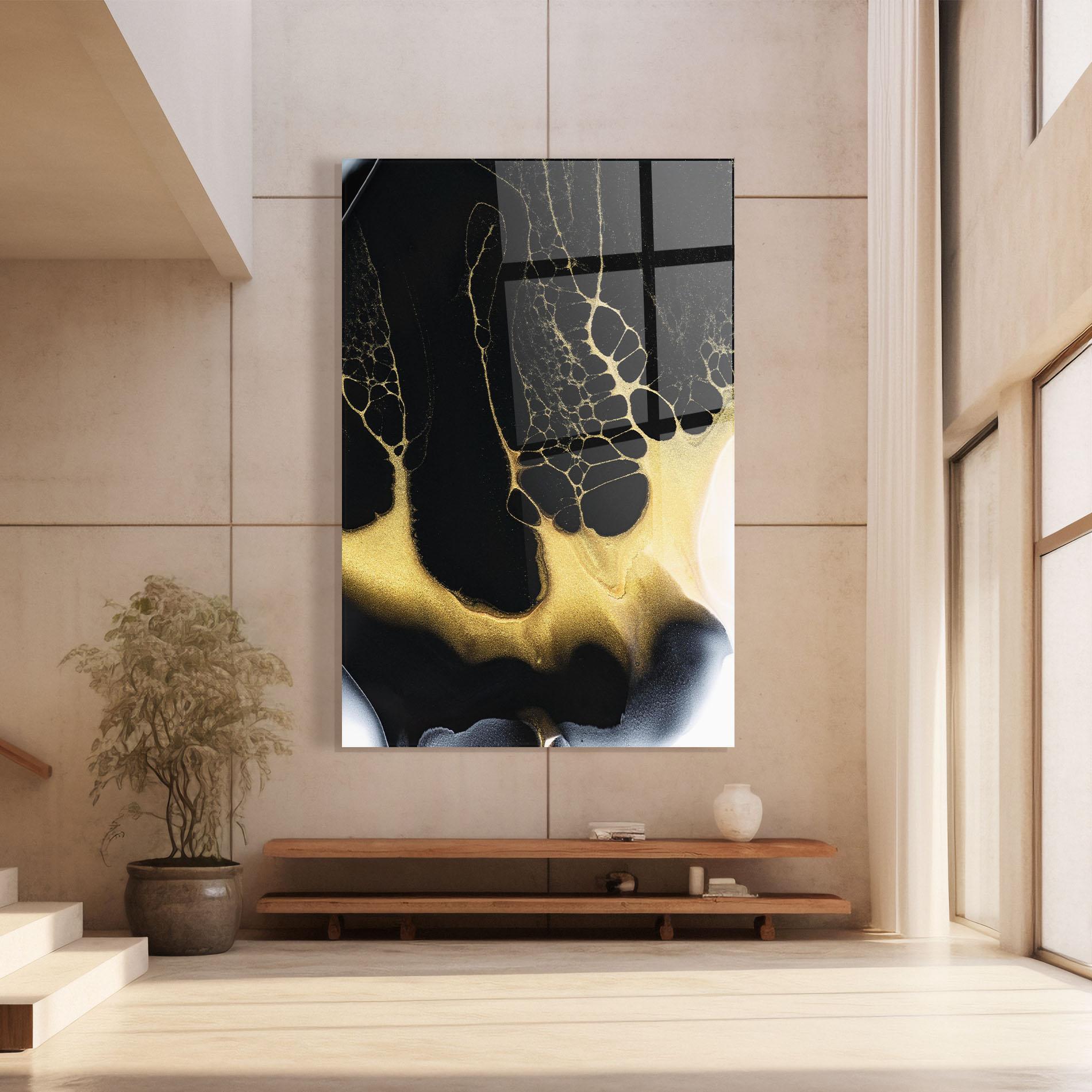 Tablou Sticla Black Golden Marble mockup 8