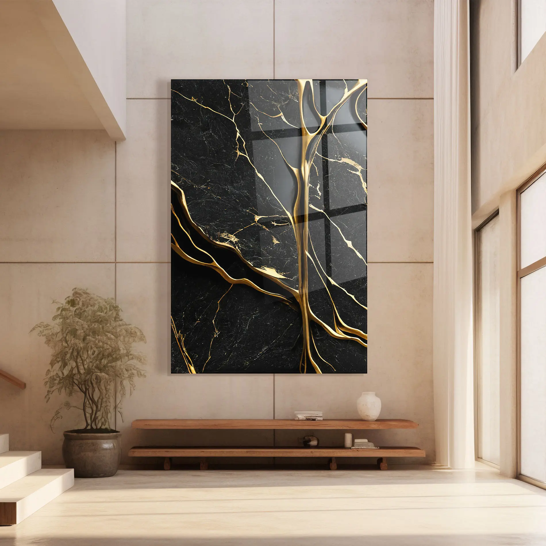 Tablou Sticla Black Square Marble mockup 8