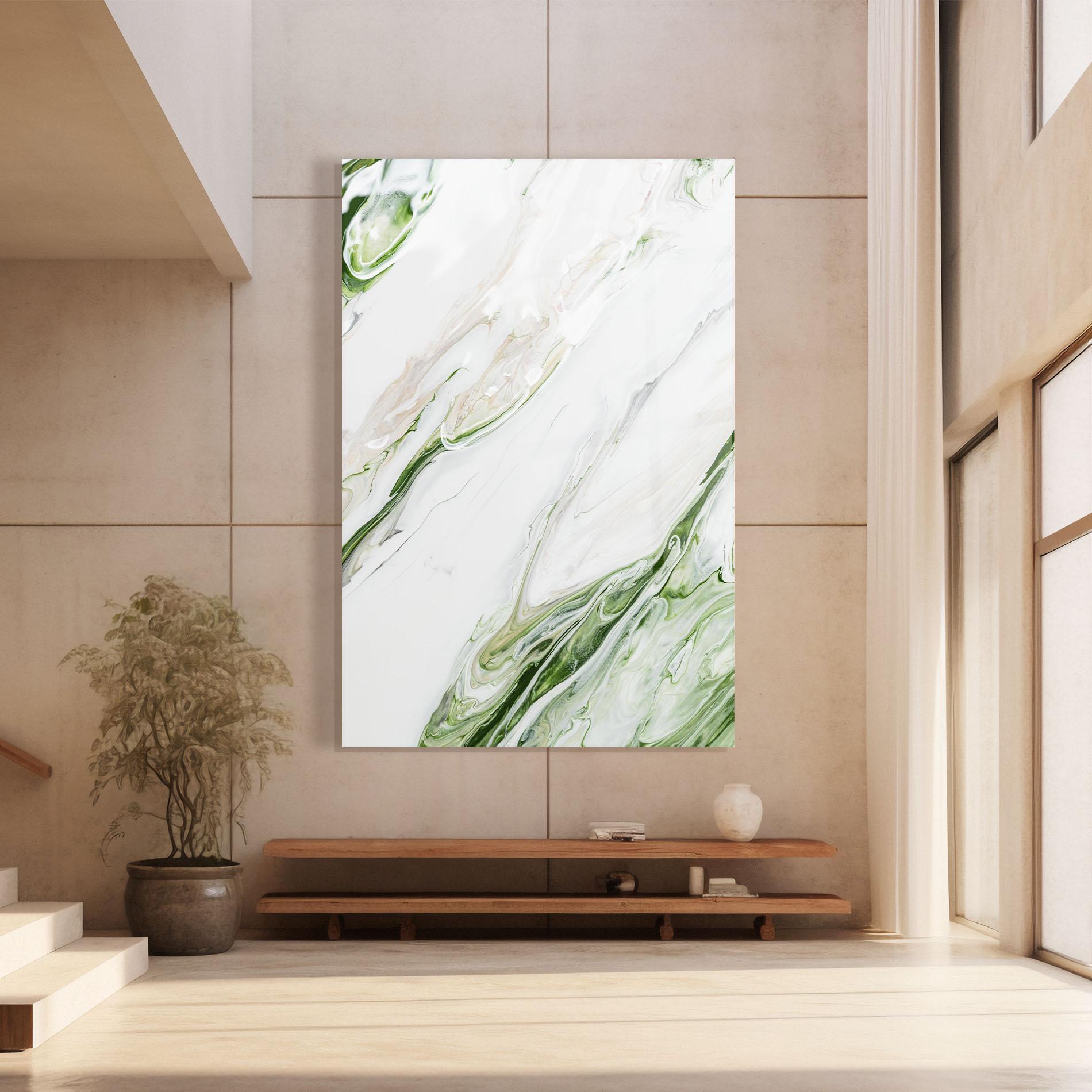 Tablou Sticla Light Green Liquid mockup 8