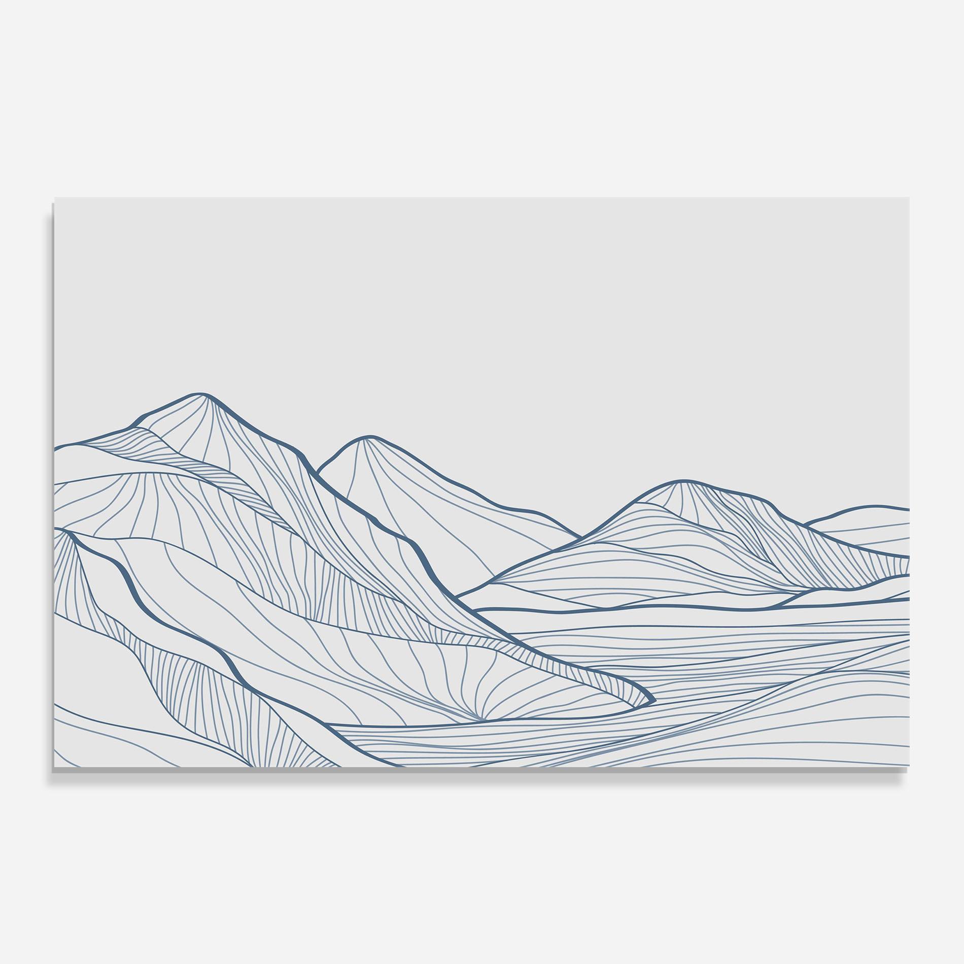 Tablou Sticla Mountain Blue Line mockup 0