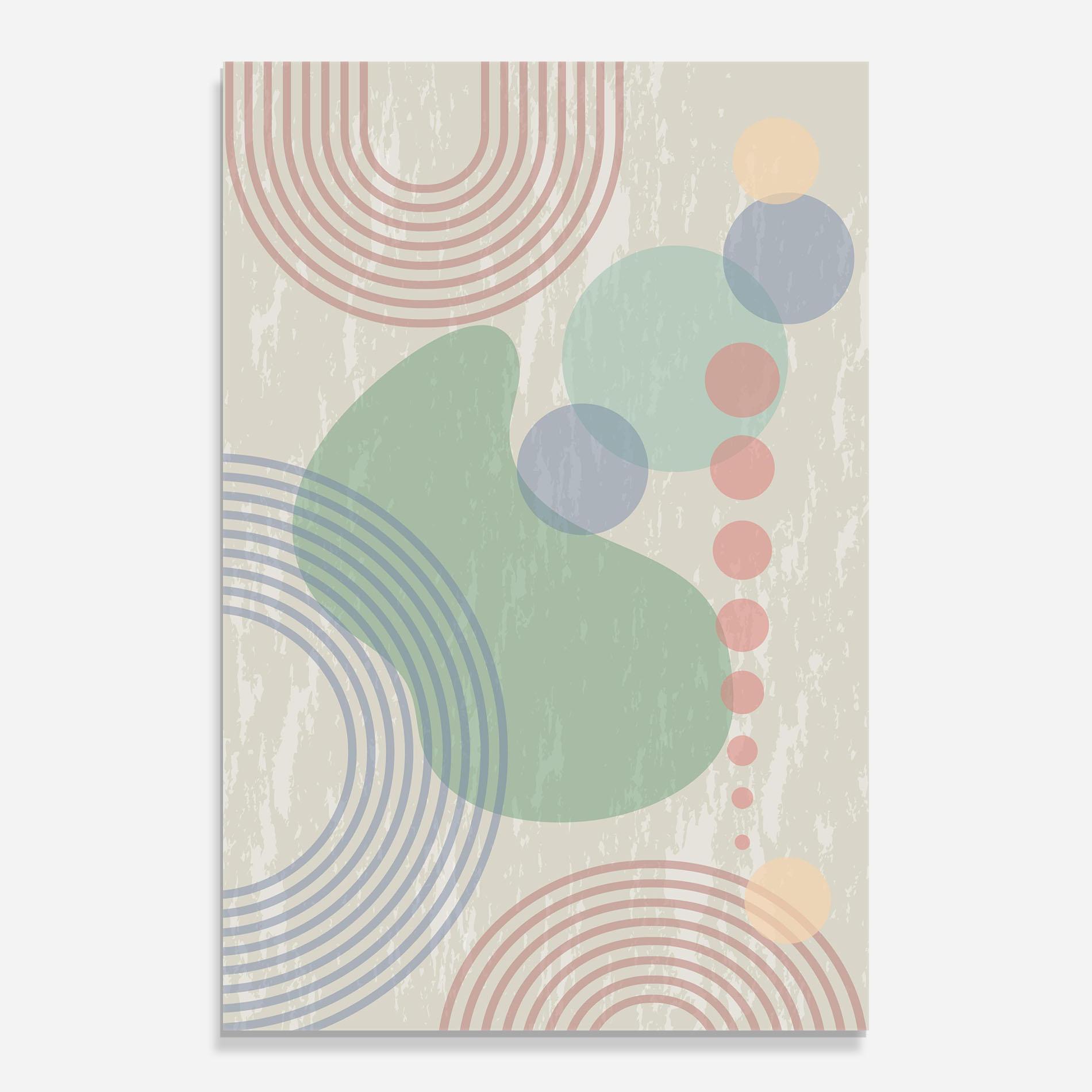 Tablou Sticla Green Pink Shapes mockup 0