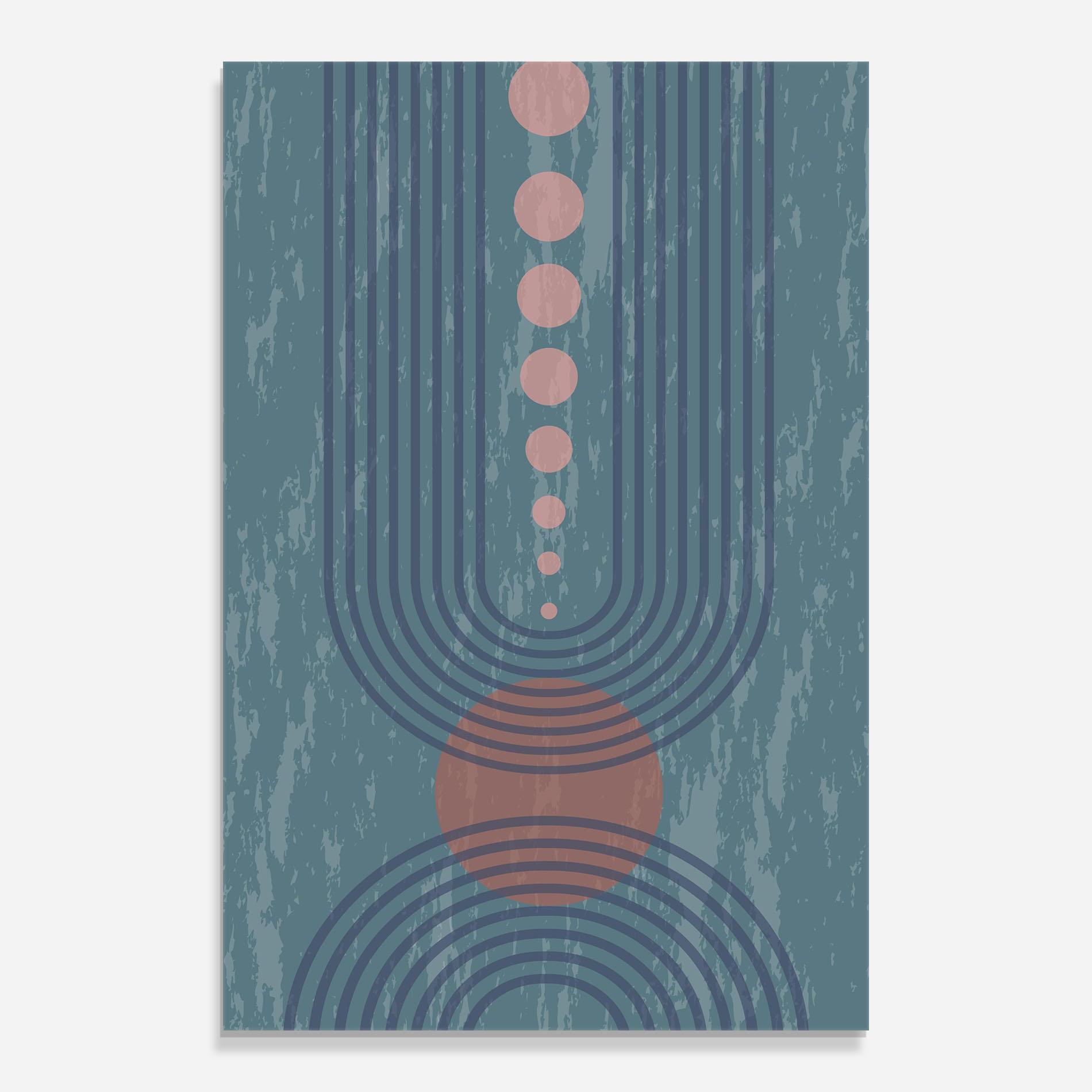 Tablou Sticla Pink Circle On Blue mockup 0