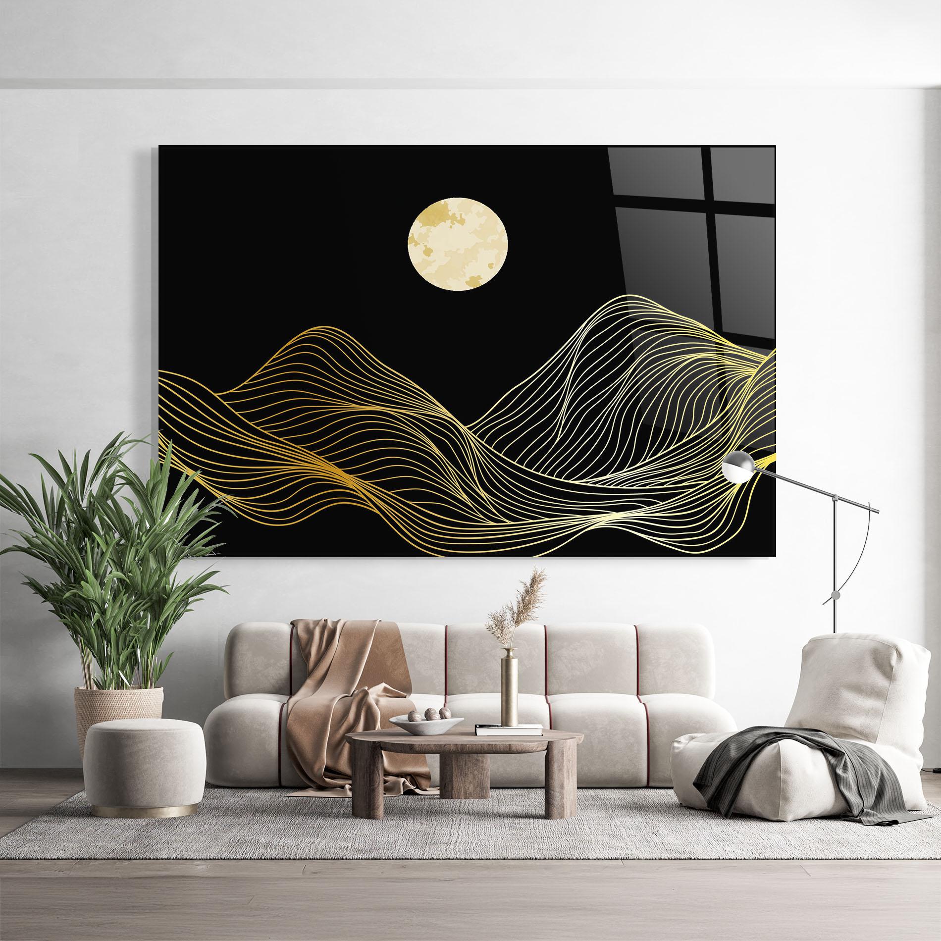 Tablou Sticla Golden Moon mockup 9