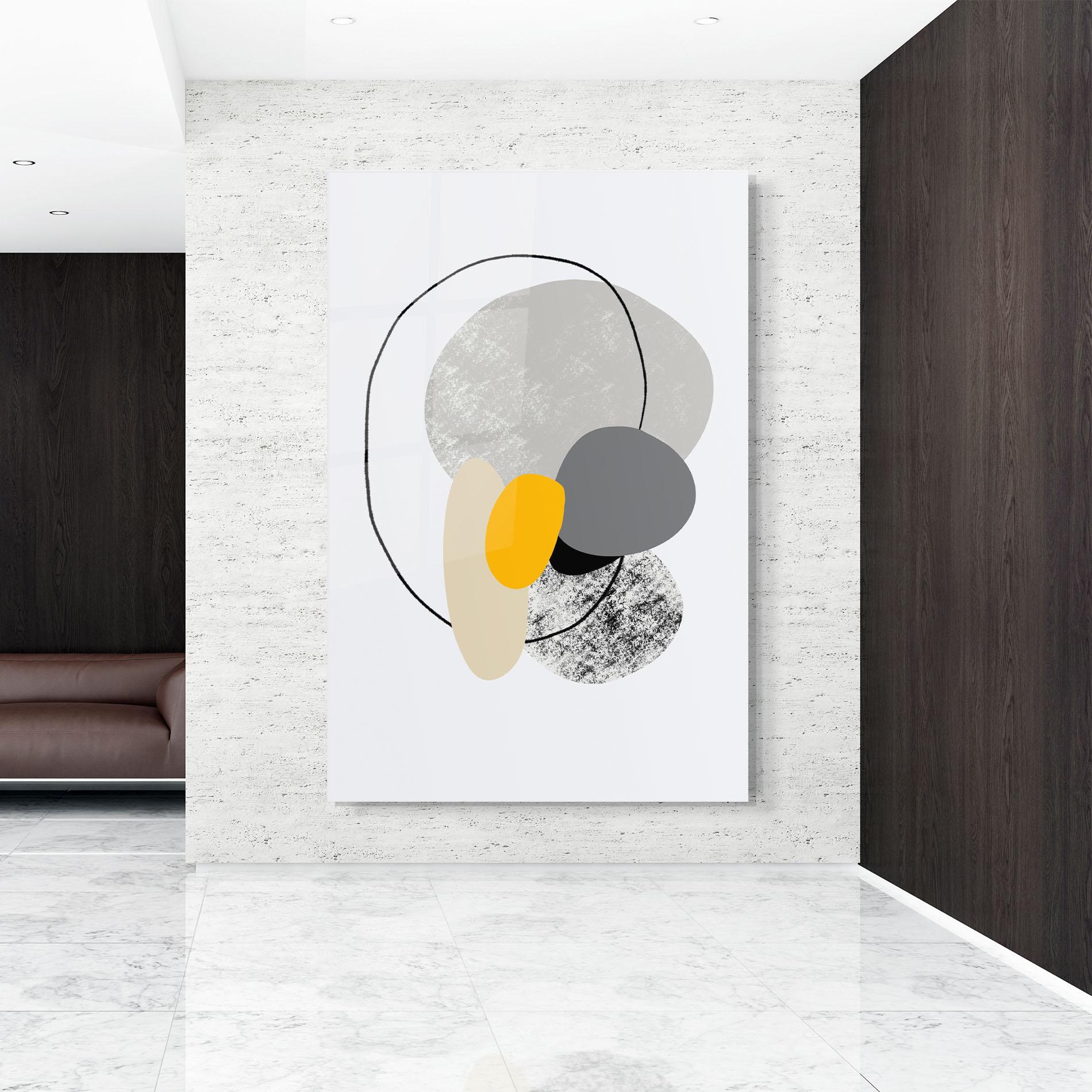 Tablou Sticla Grey Orange Shape mockup 9