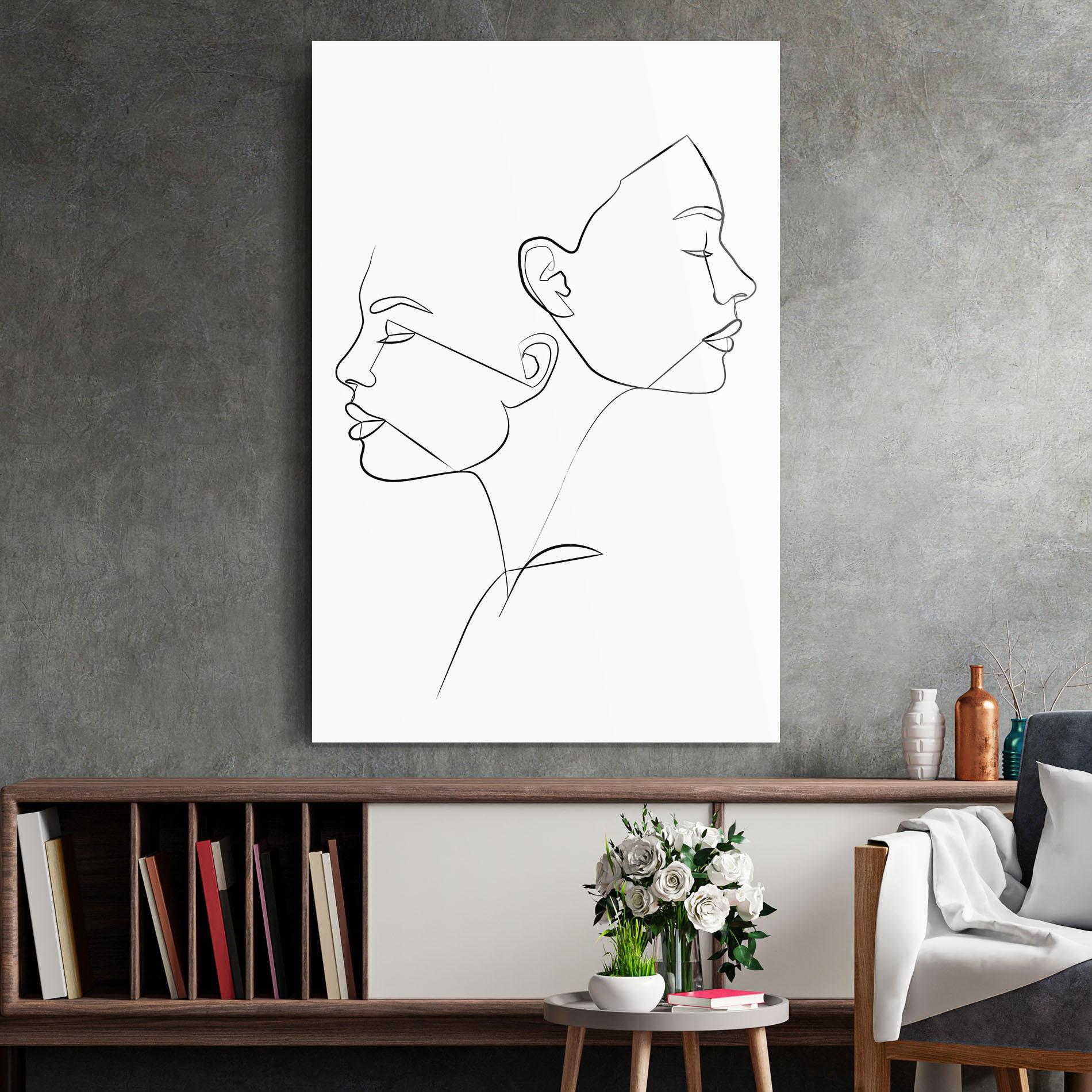 Tablou Sticla Female Black Line mockup 2