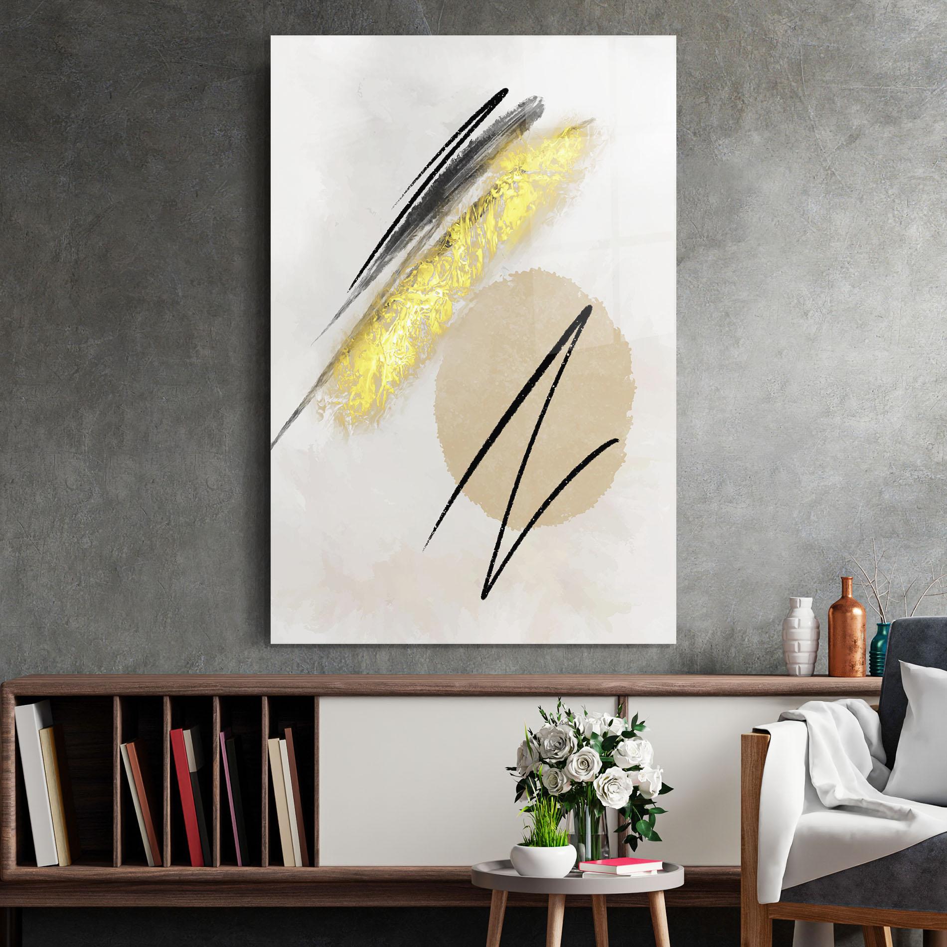 Tablou Sticla Gold Brush mockup 2