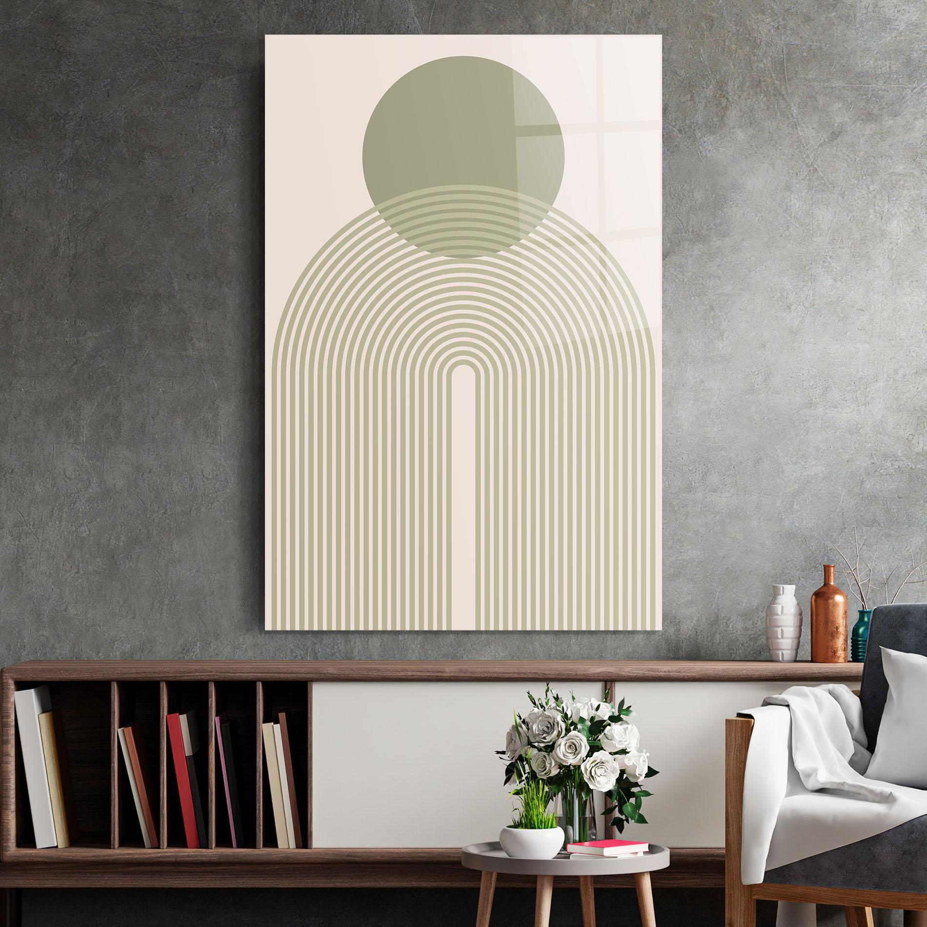 Tablou Sticla Green Circle Lines mockup 2