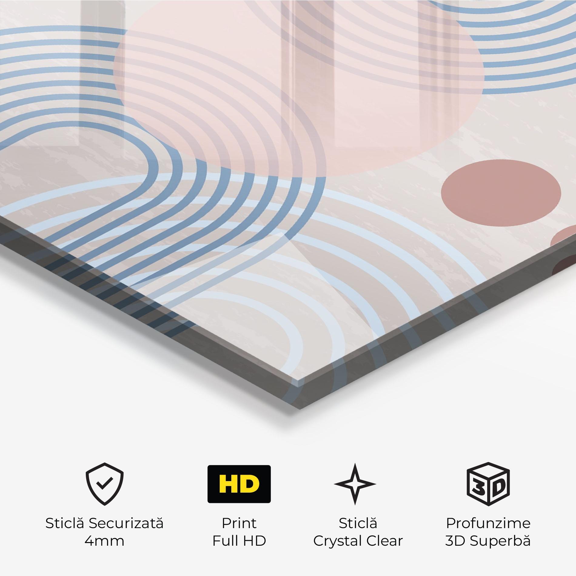 Tablou Sticla Blue Lines On Pink mockup 3