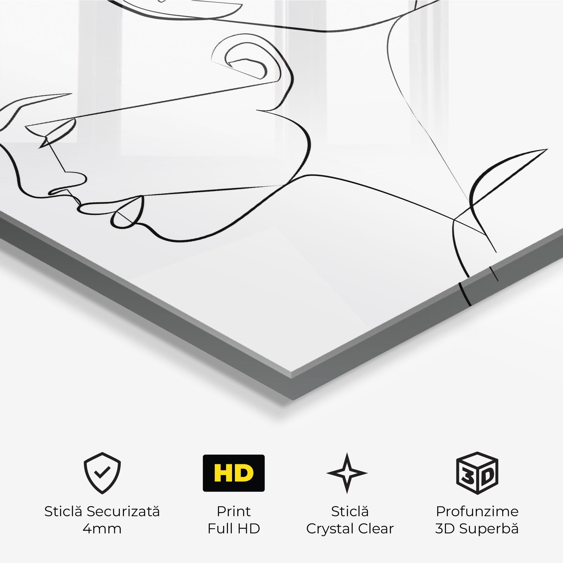 Tablou Sticla Female Black Line mockup 3