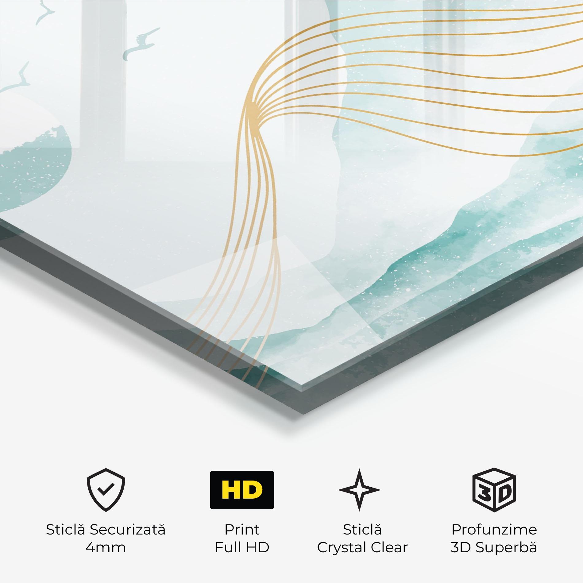 Tablou Sticla Gold Line Mountain mockup 3