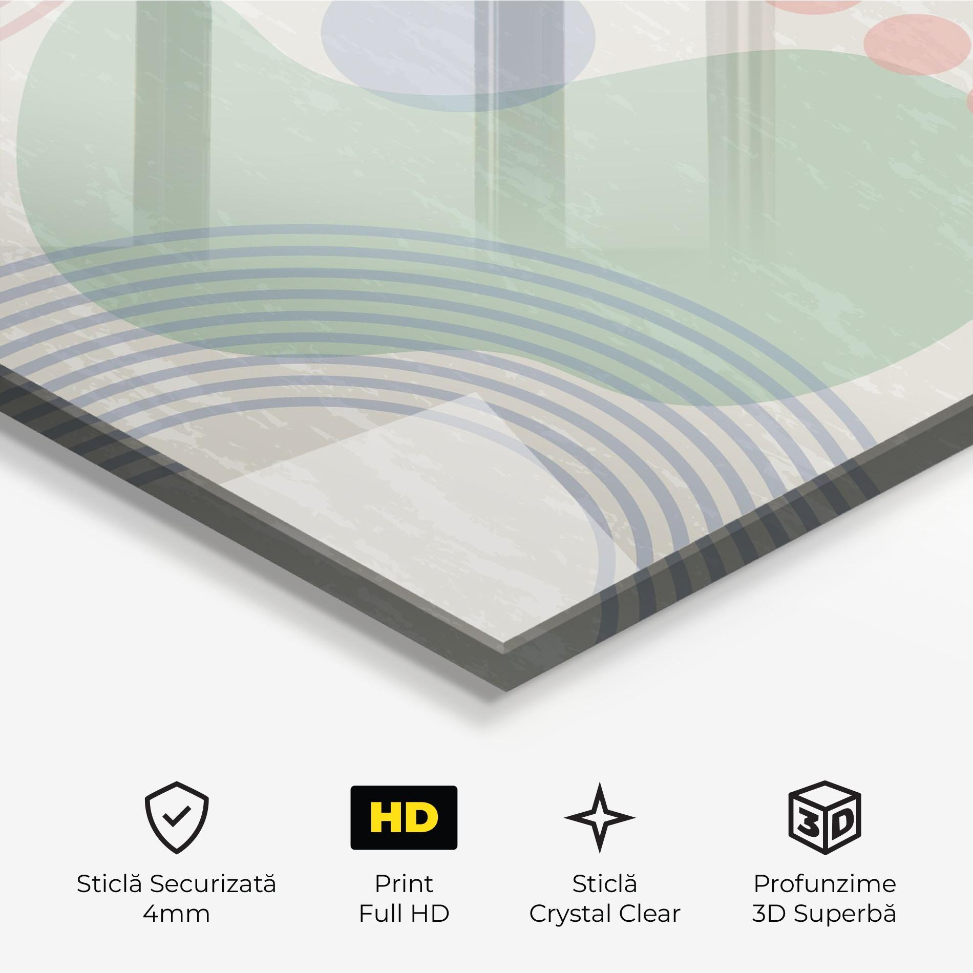 Tablou Sticla Green Pink Shapes mockup 3