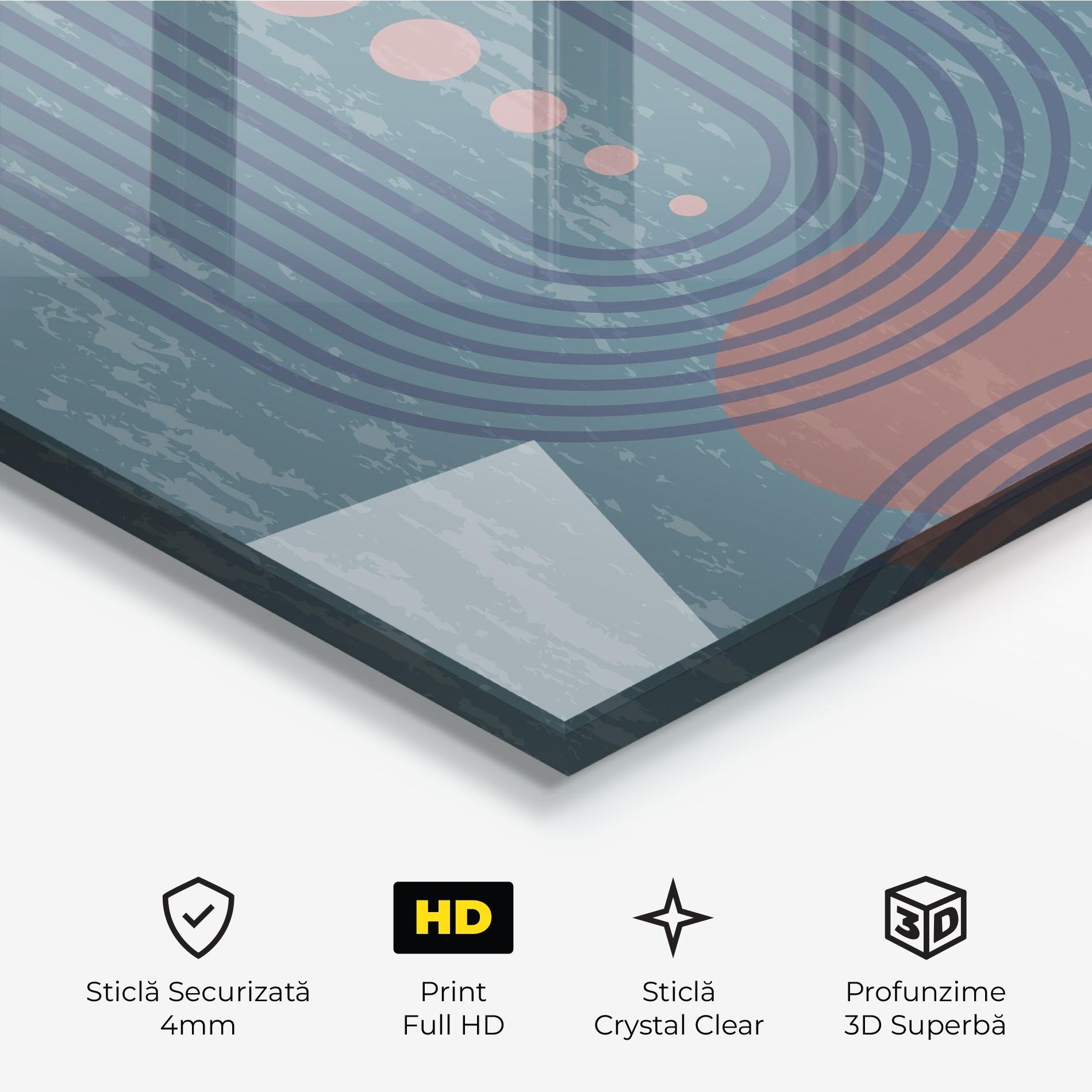 Tablou Sticla Pink Circle On Blue mockup 3