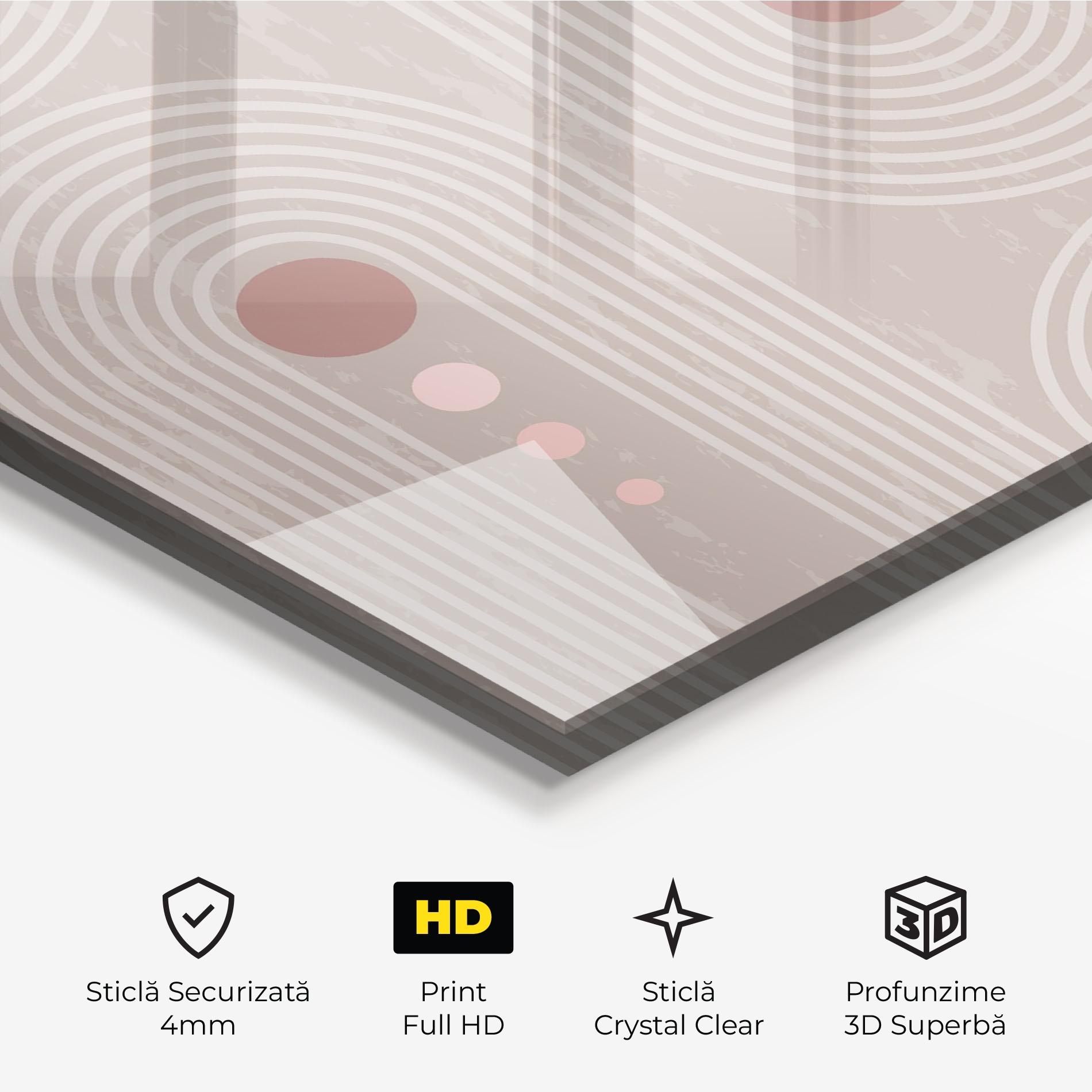 Tablou Sticla Pink Circle On Cream mockup 3