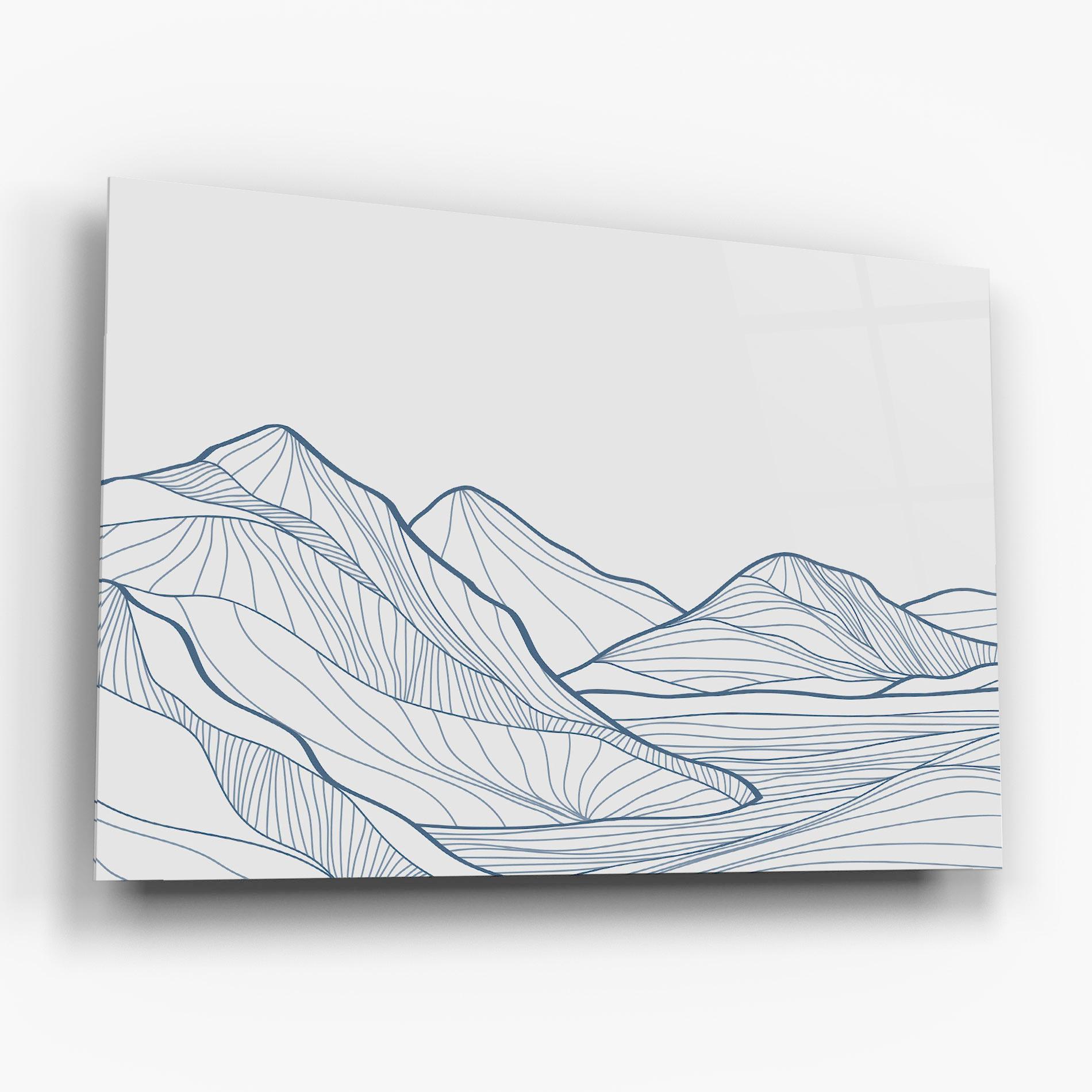Tablou Sticla Mountain Blue Line mockup 6