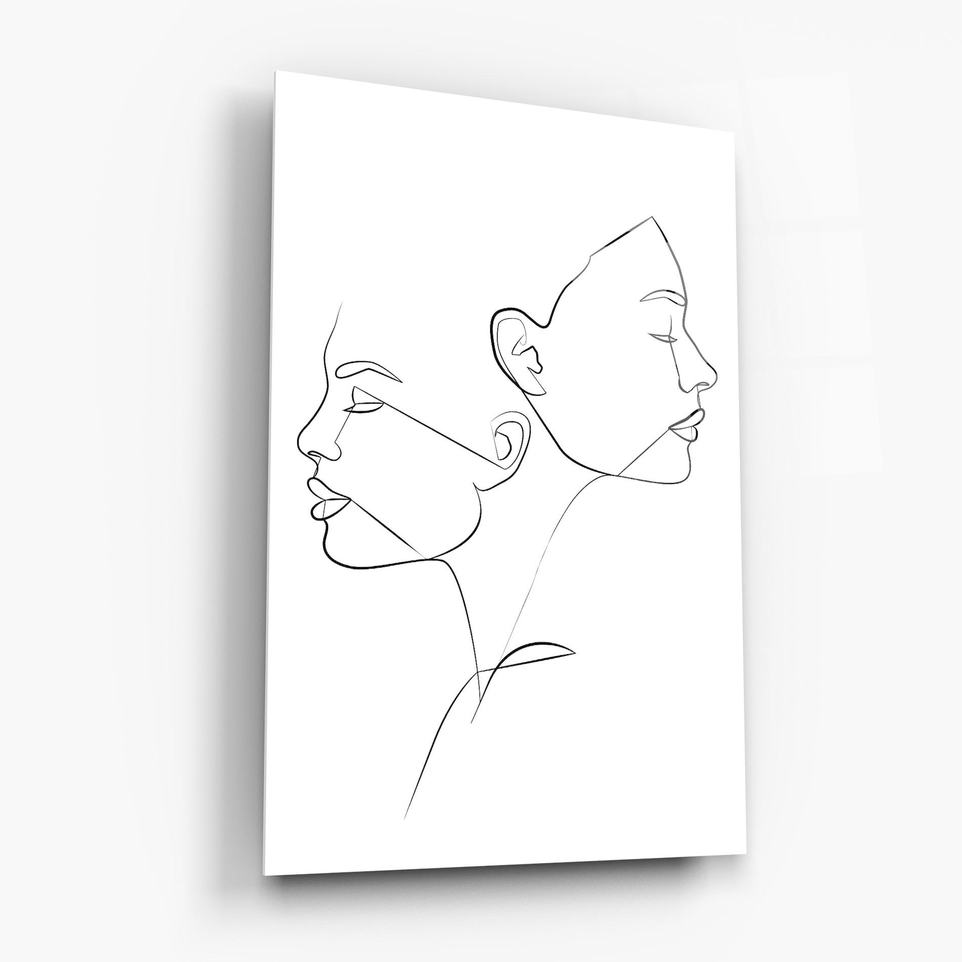 Tablou Sticla Female Black Line mockup 6