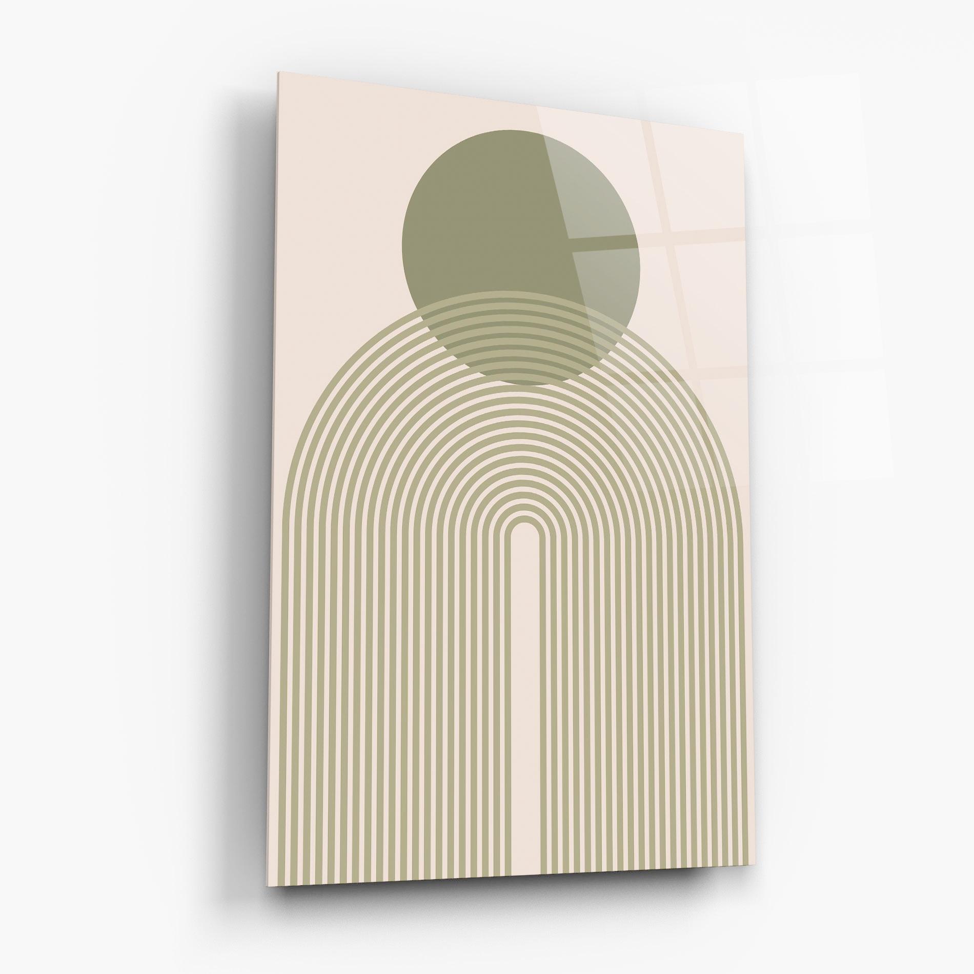 Tablou Sticla Green Circle Lines mockup 6