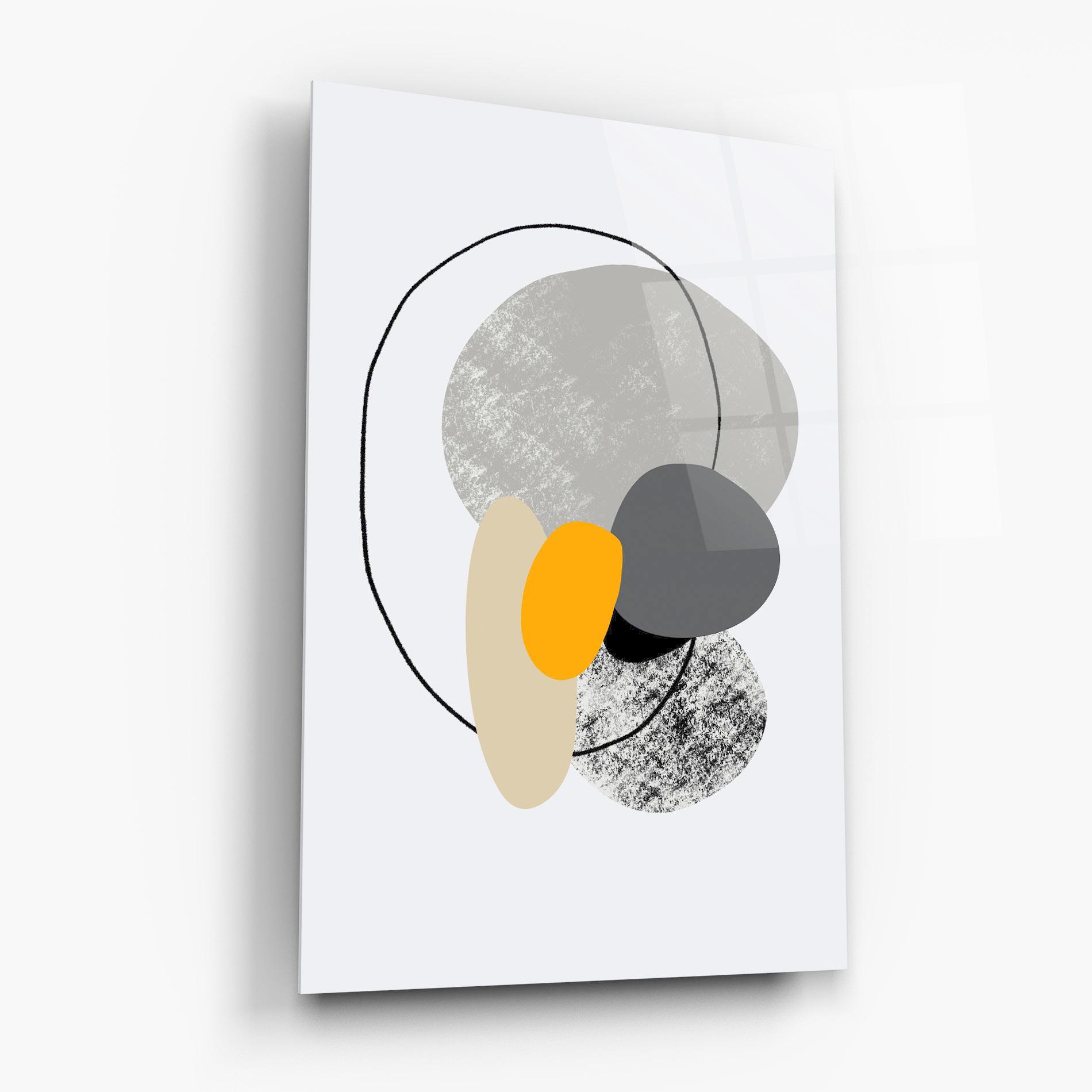 Tablou Sticla Grey Orange Shape mockup 6