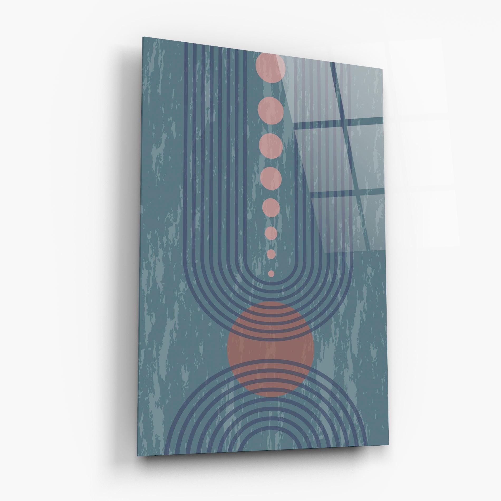 Tablou Sticla Pink Circle On Blue mockup 6