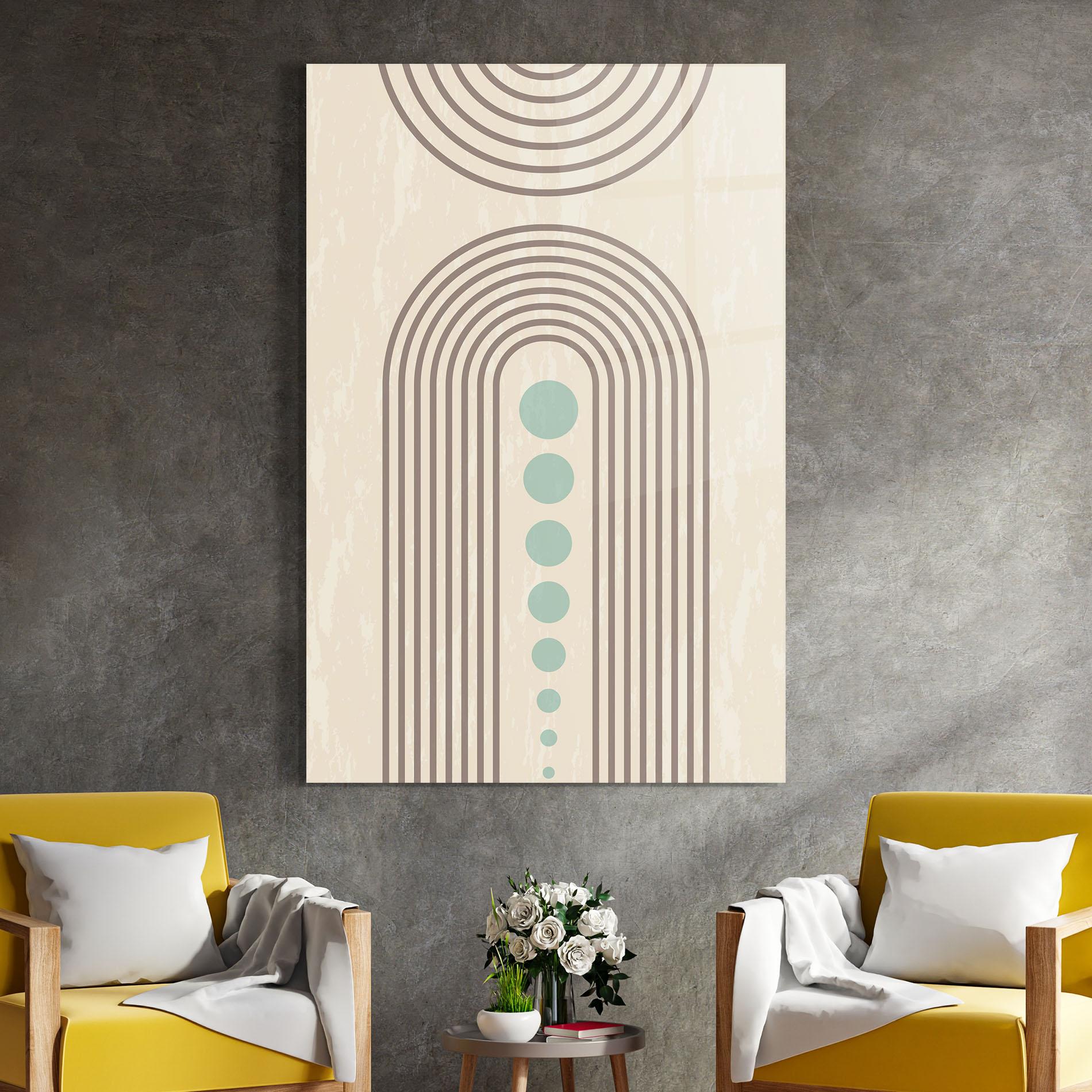 Tablou Sticla Cream Blue Circles mockup 4