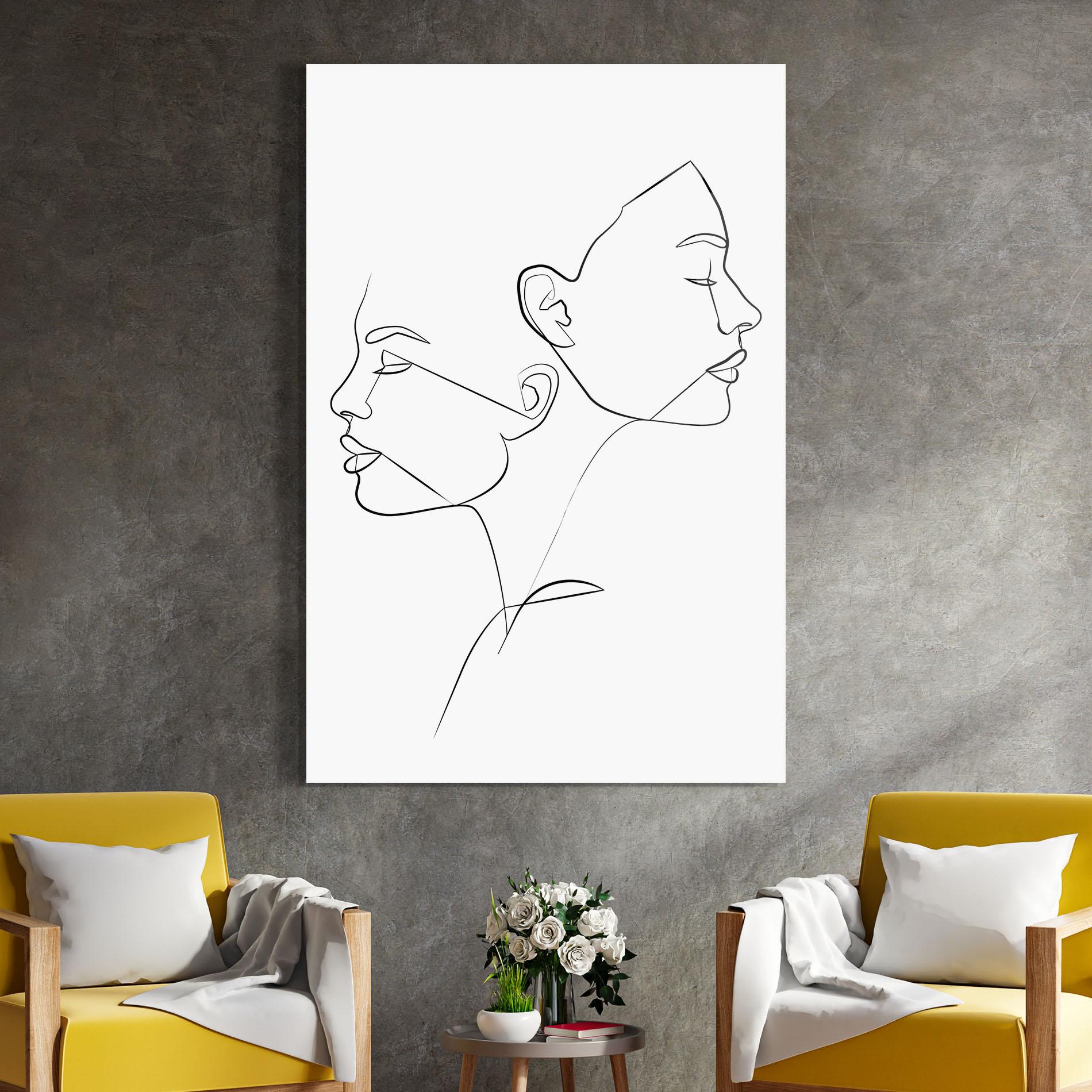 Tablou Sticla Female Black Line mockup 4