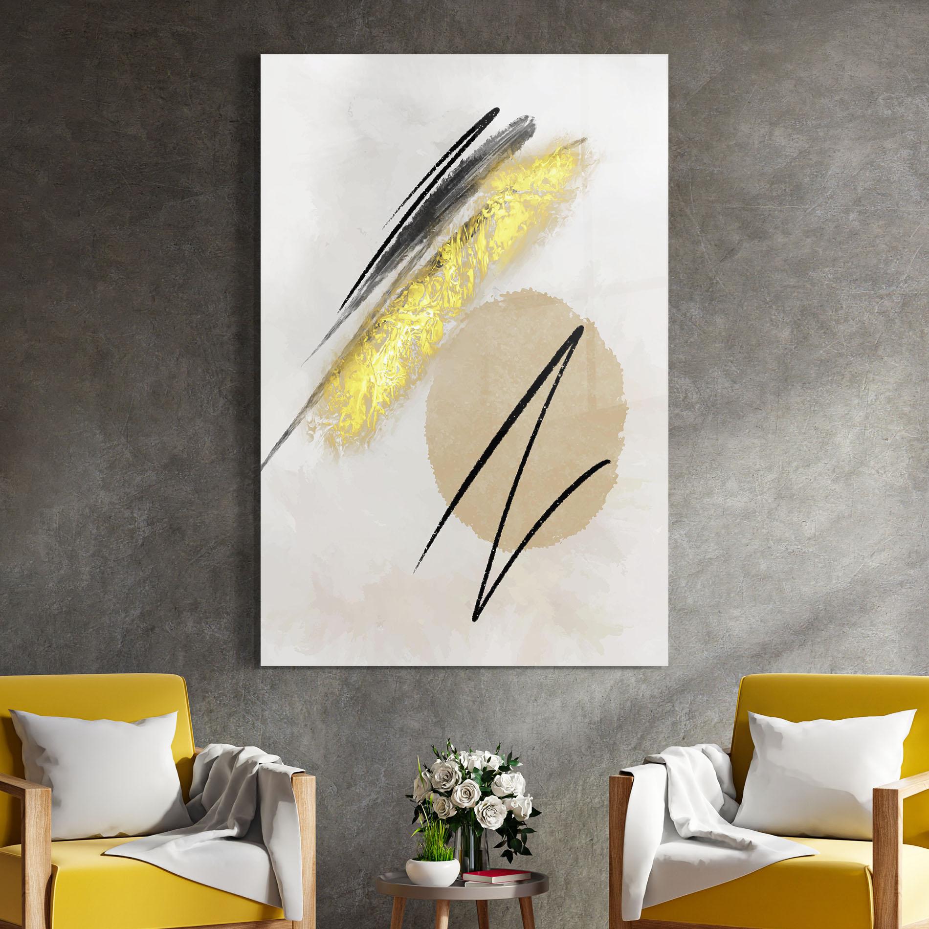 Tablou Sticla Gold Brush mockup 4