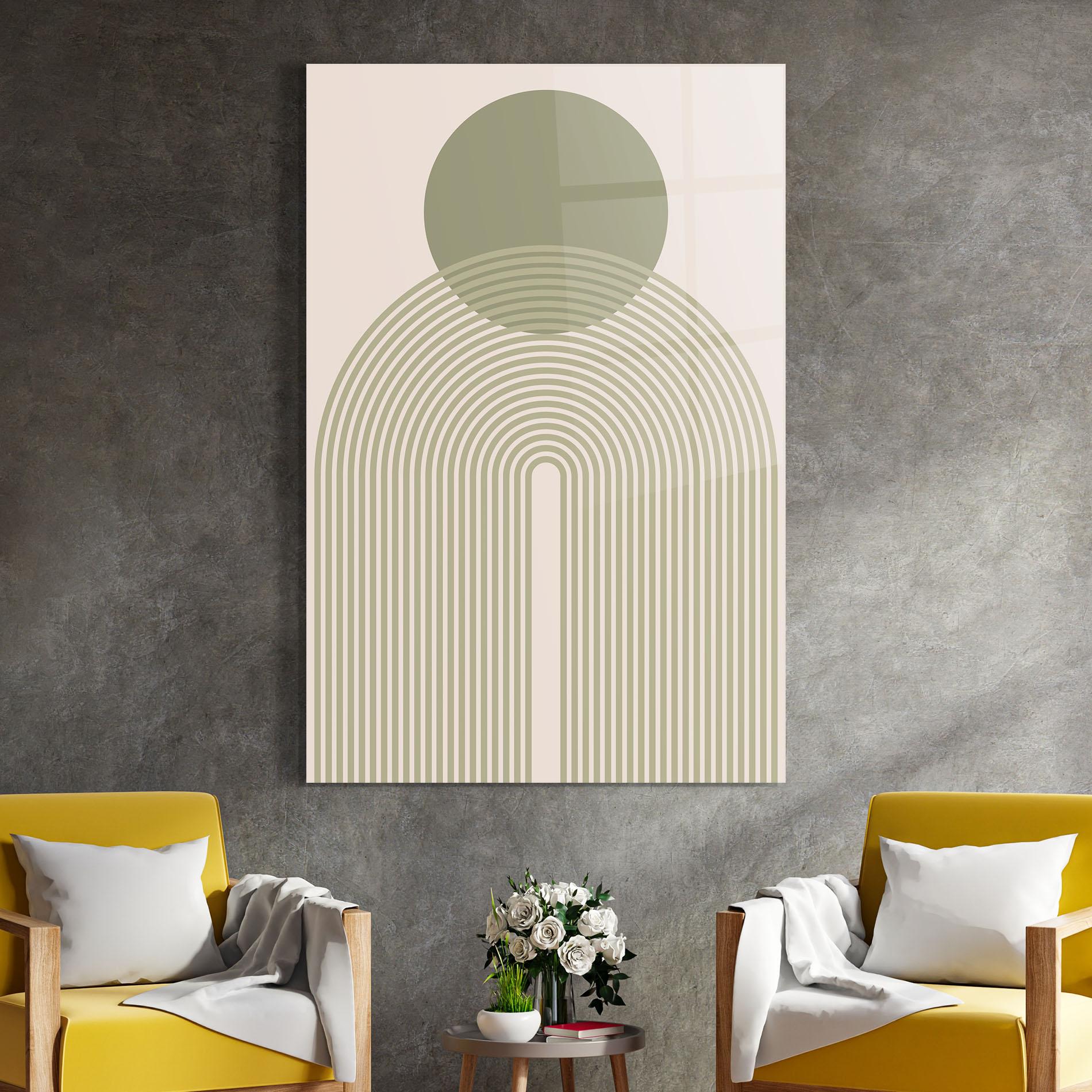 Tablou Sticla Green Circle Lines mockup 4