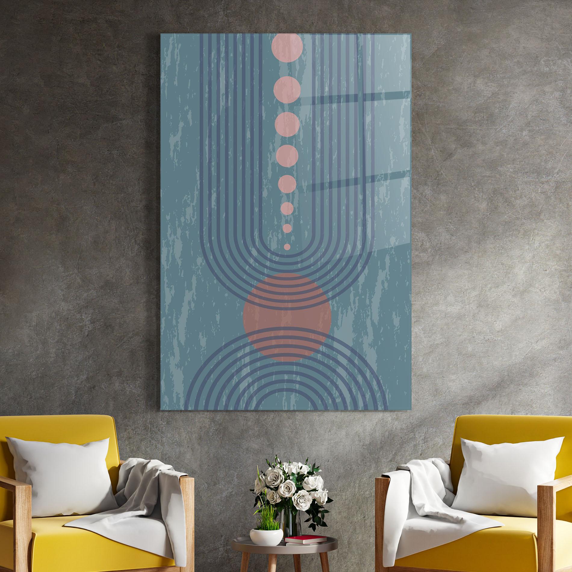 Tablou Sticla Pink Circle On Blue mockup 4