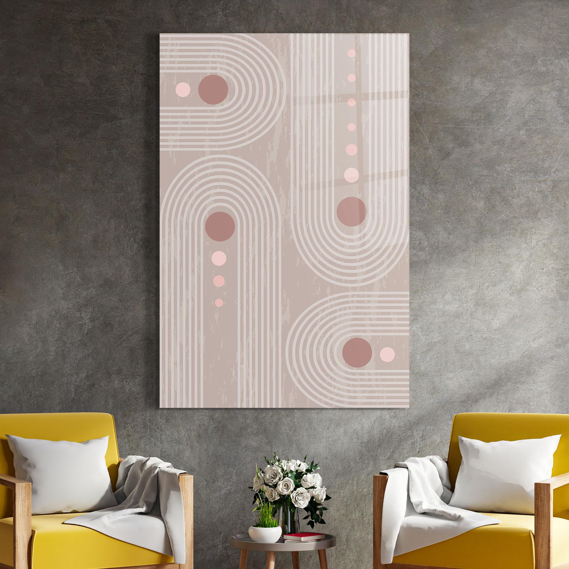 Tablou Sticla Pink Circle On Cream mockup 4