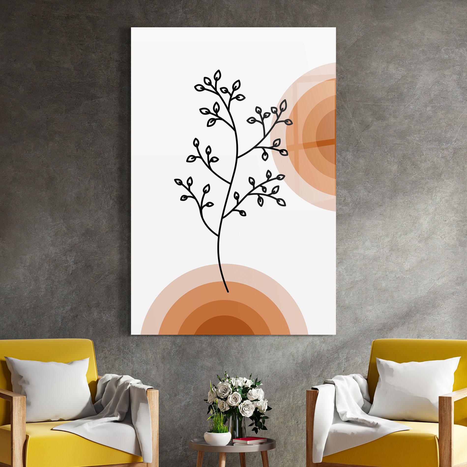 Tablou Sticla Plant Orange Circle mockup 4