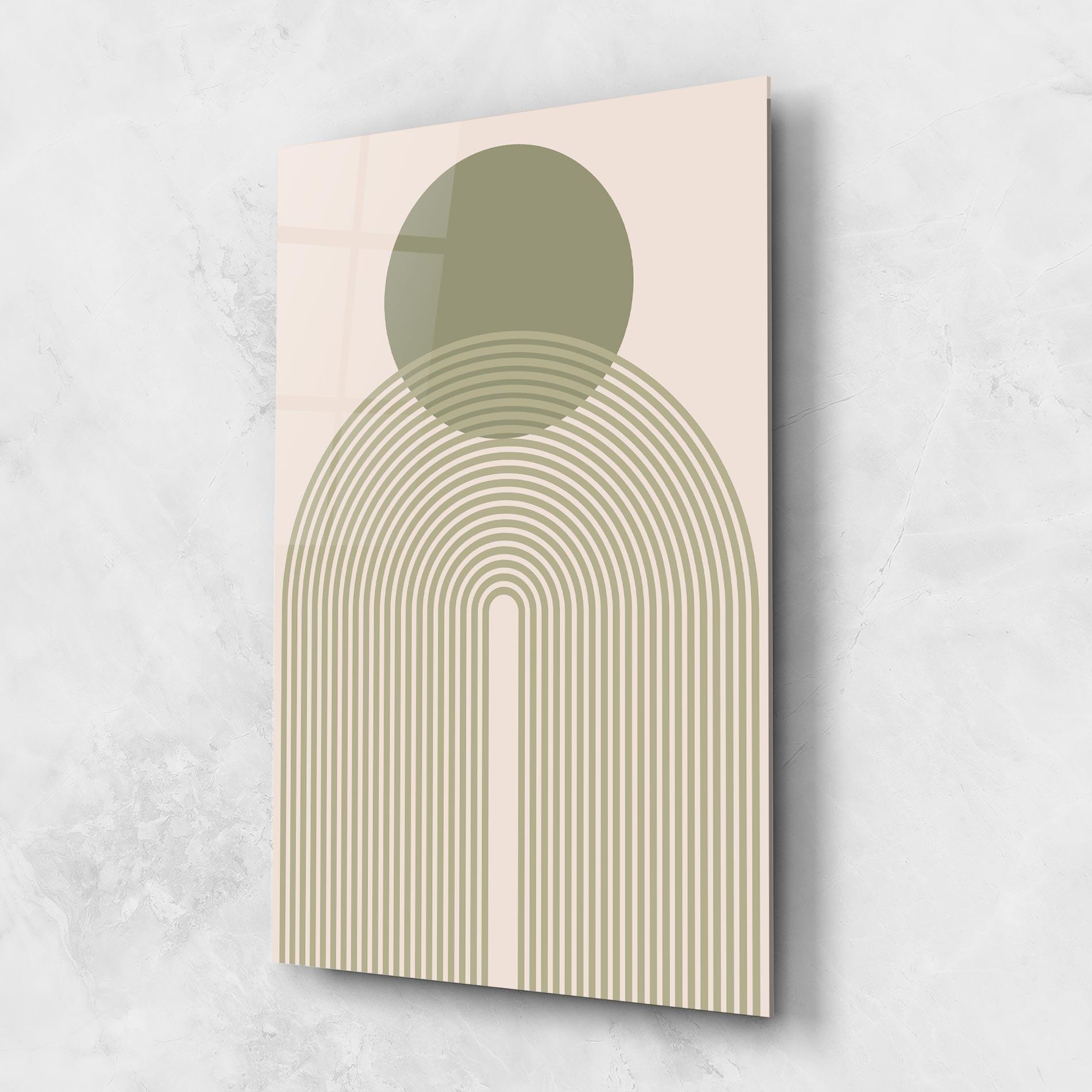 Tablou Sticla Green Circle Lines mockup 1