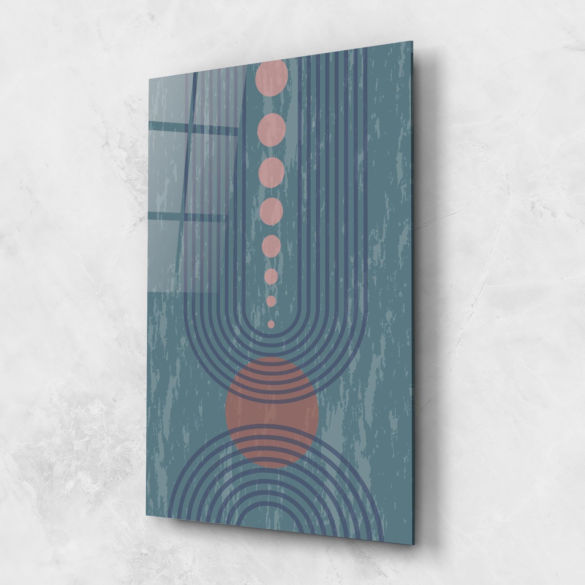 Tablou Sticla Pink Circle On Blue mockup 1