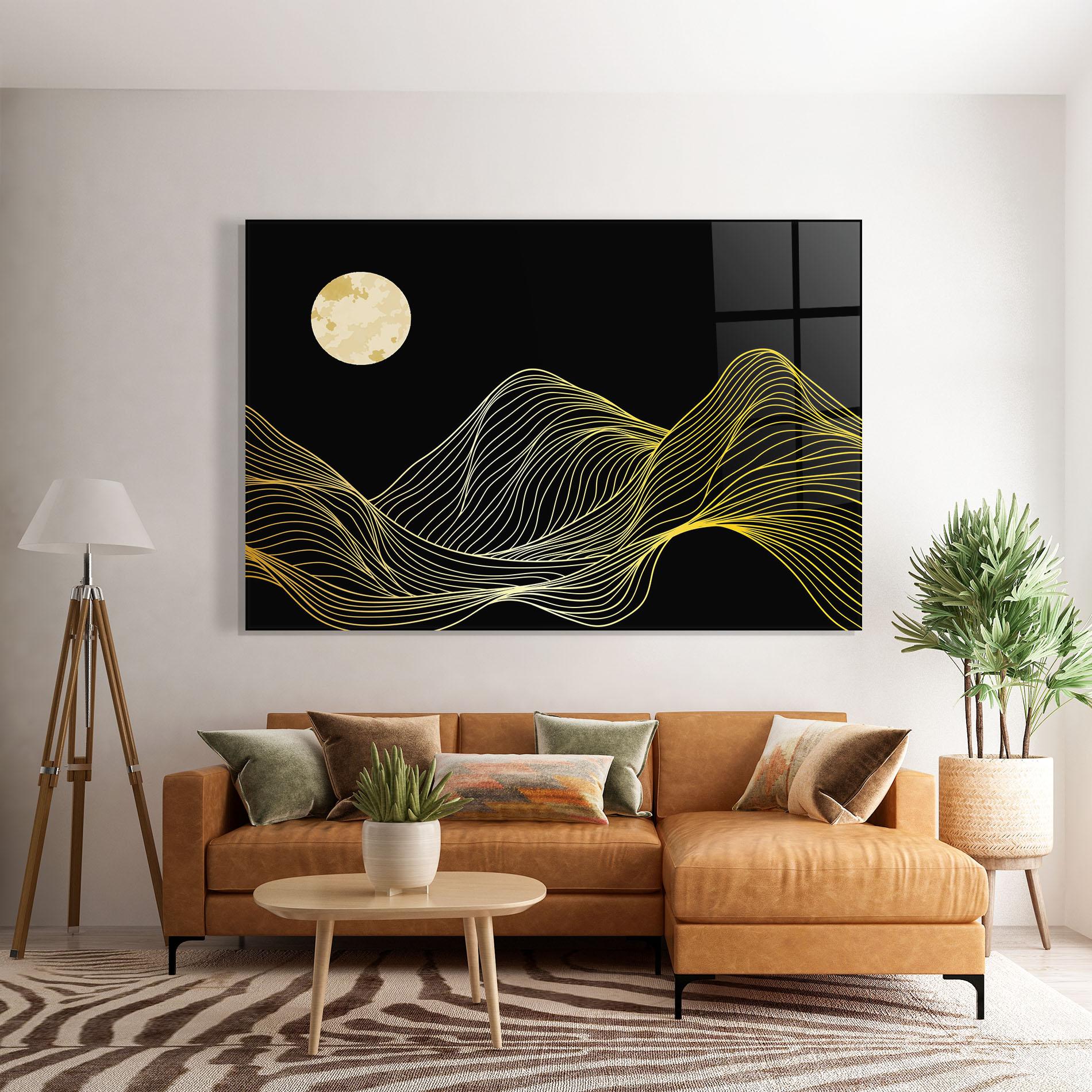 Tablou Sticla Gold Moon mockup 7