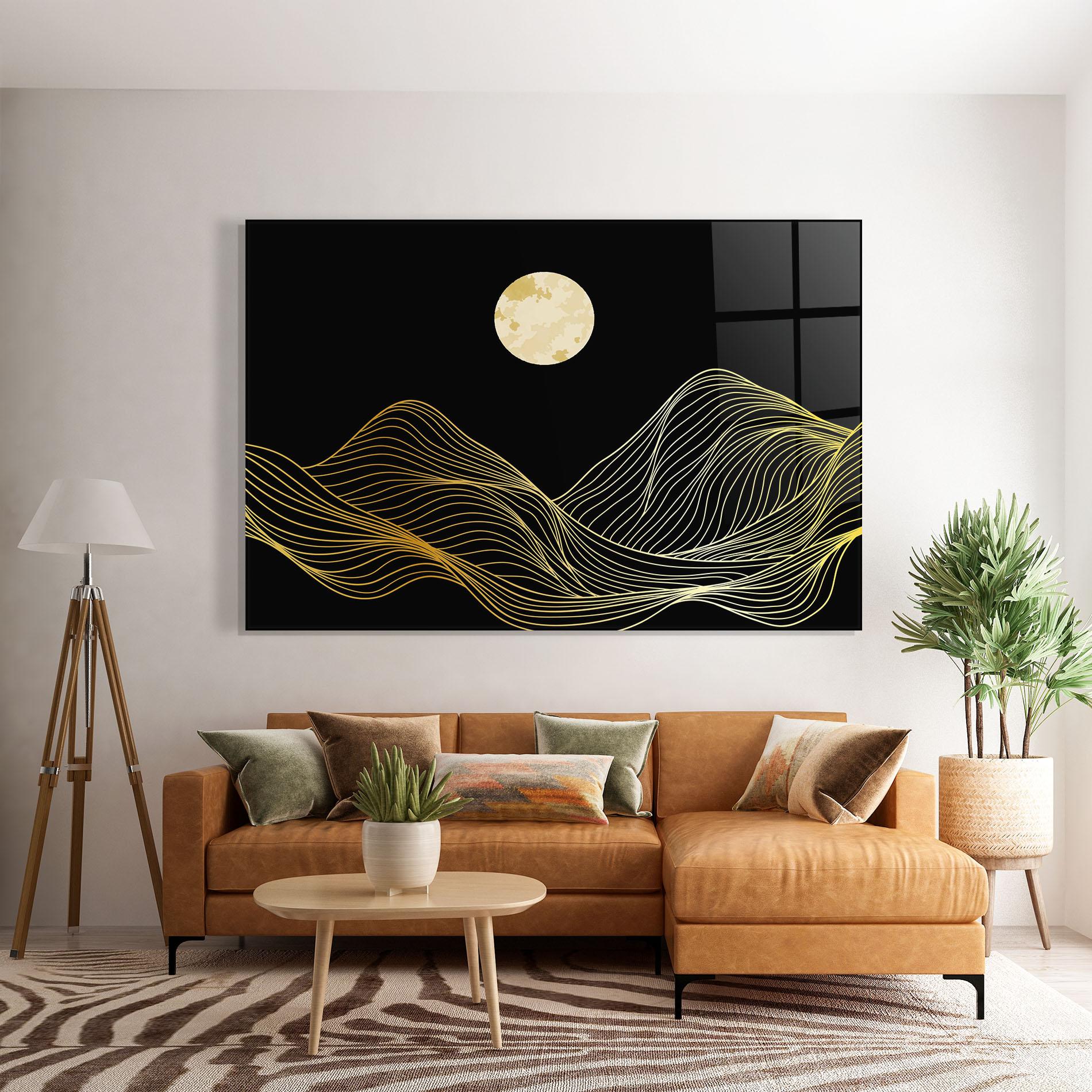 Tablou Sticla Golden Moon mockup 7