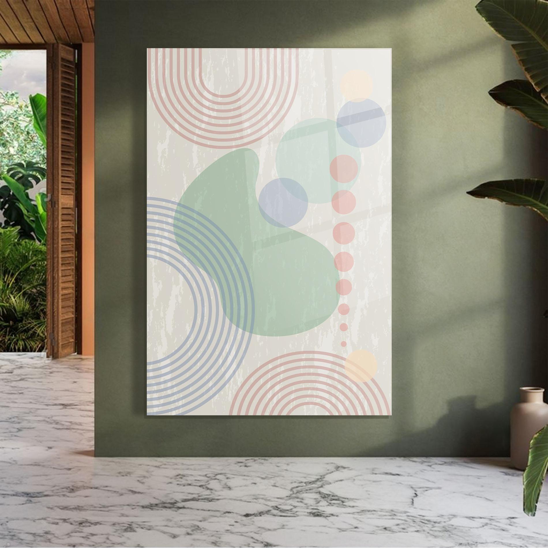 Tablou Sticla Green Pink Shapes mockup 7