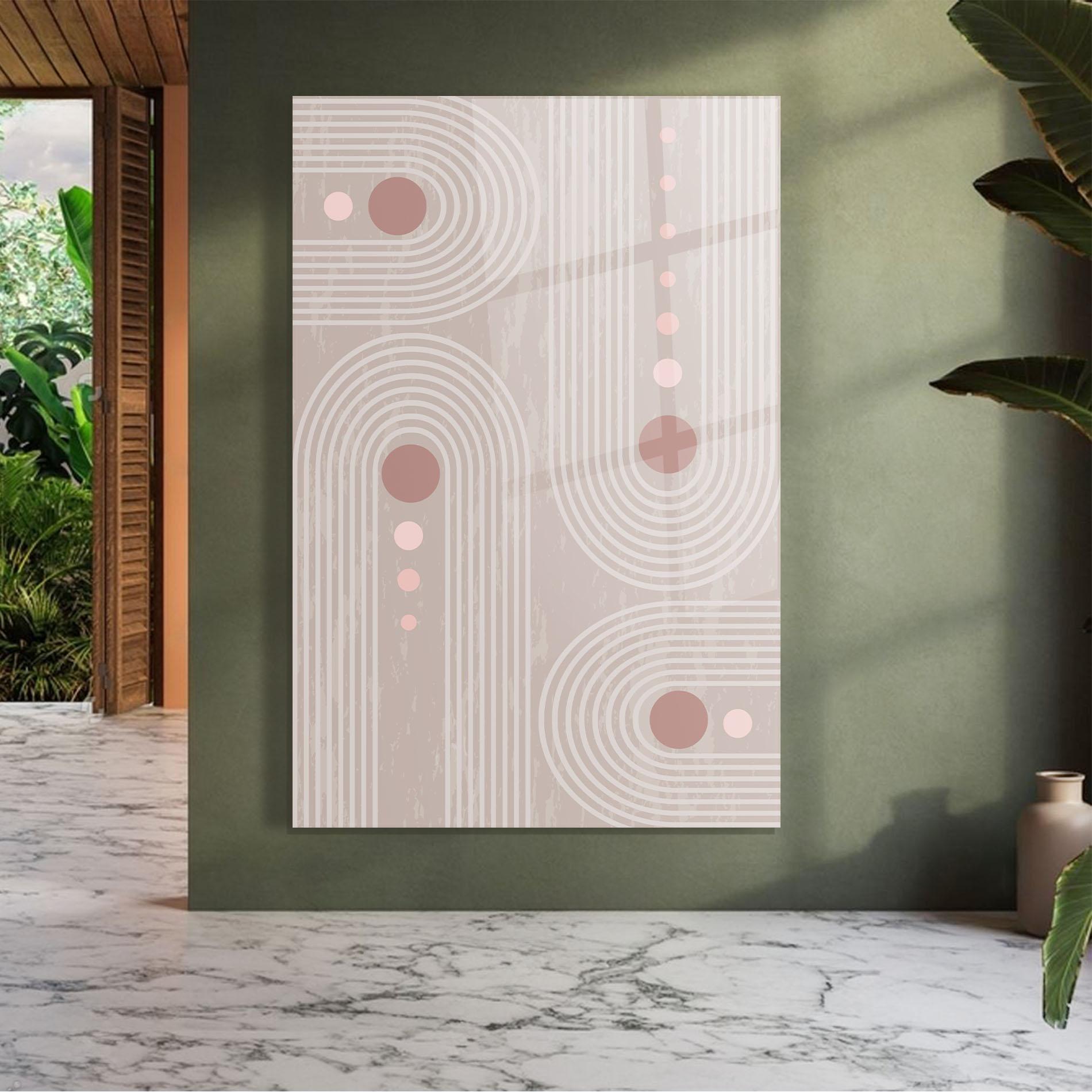 Tablou Sticla Pink Circle On Cream mockup 7