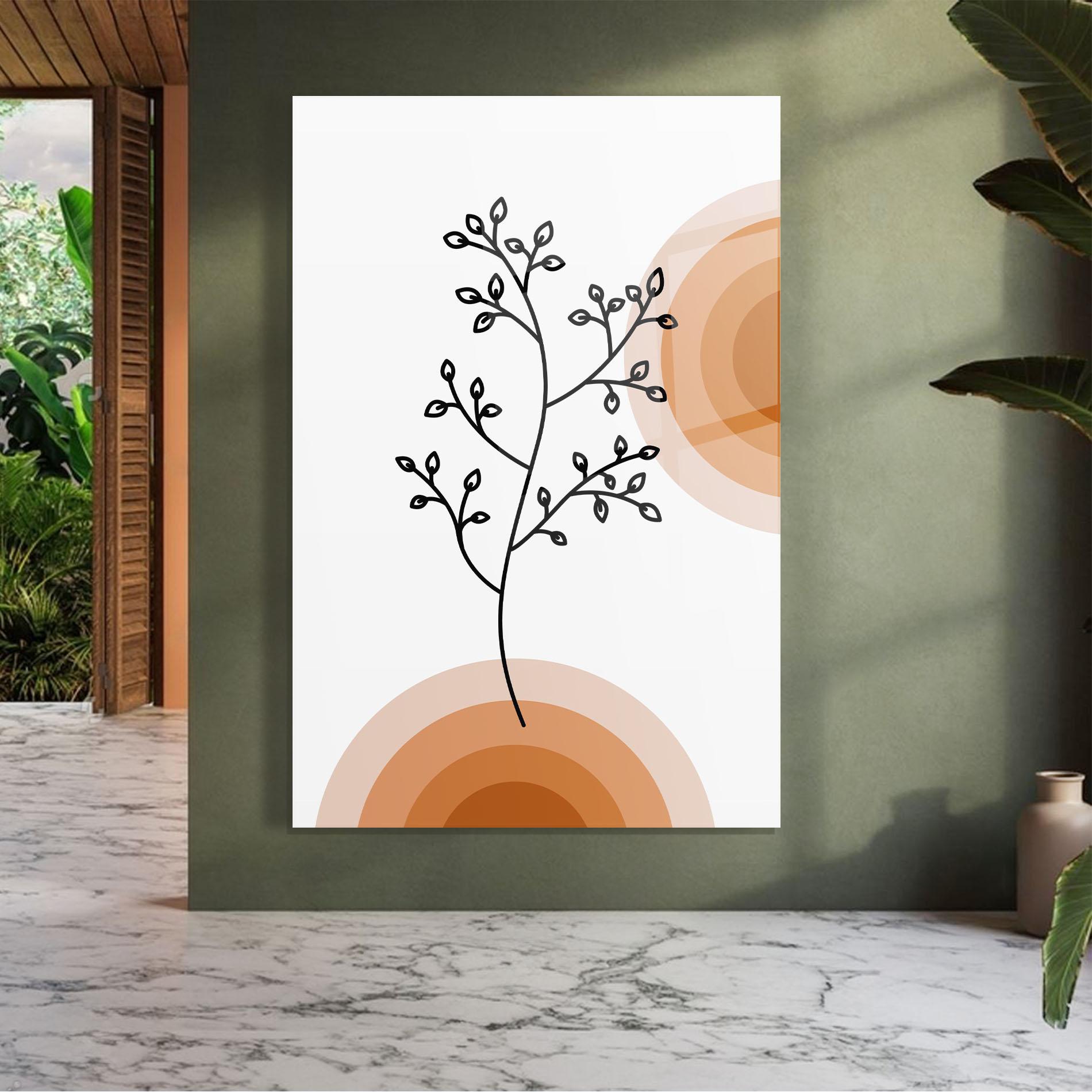 Tablou Sticla Plant Orange Circle mockup 7