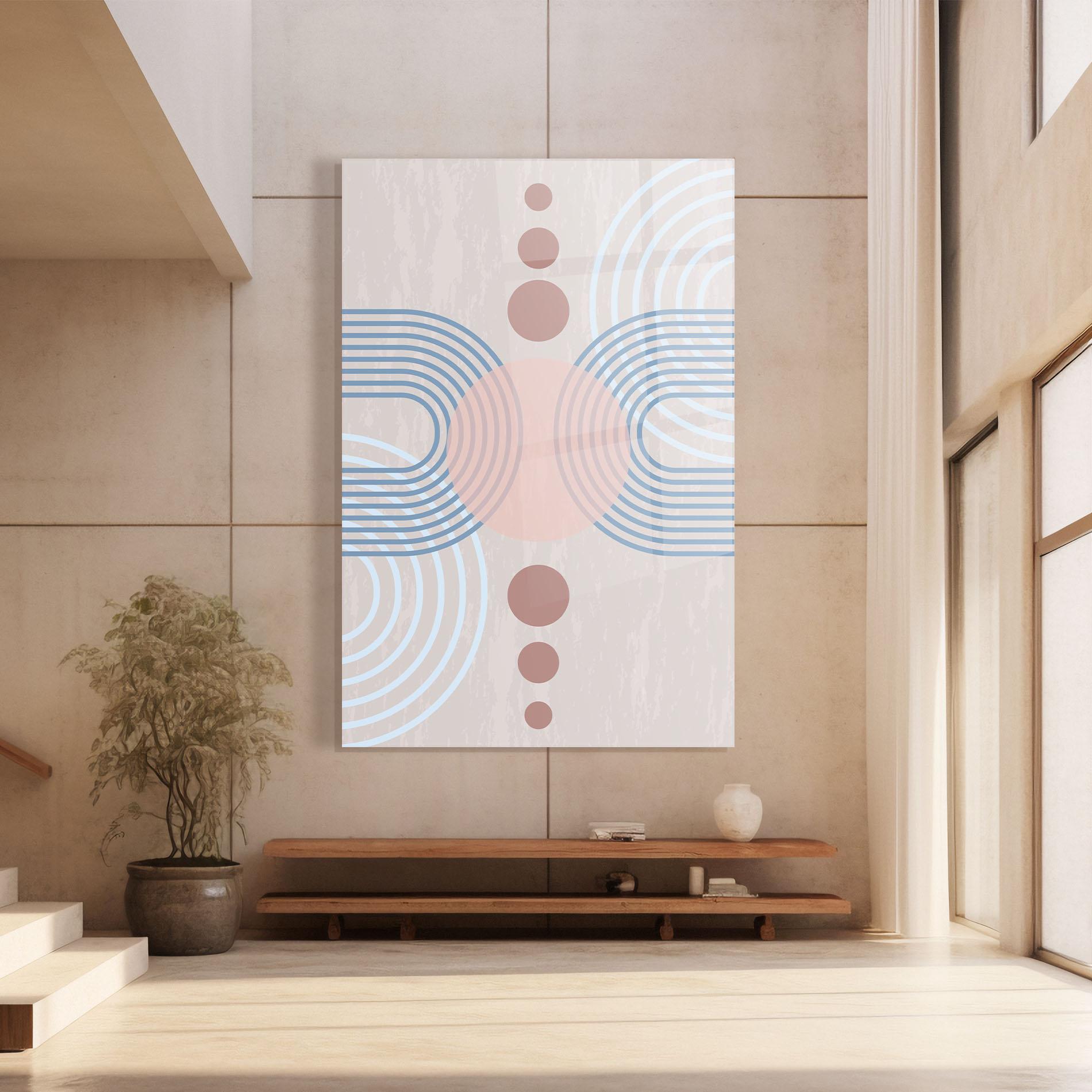 Tablou Sticla Blue Lines On Pink mockup 8