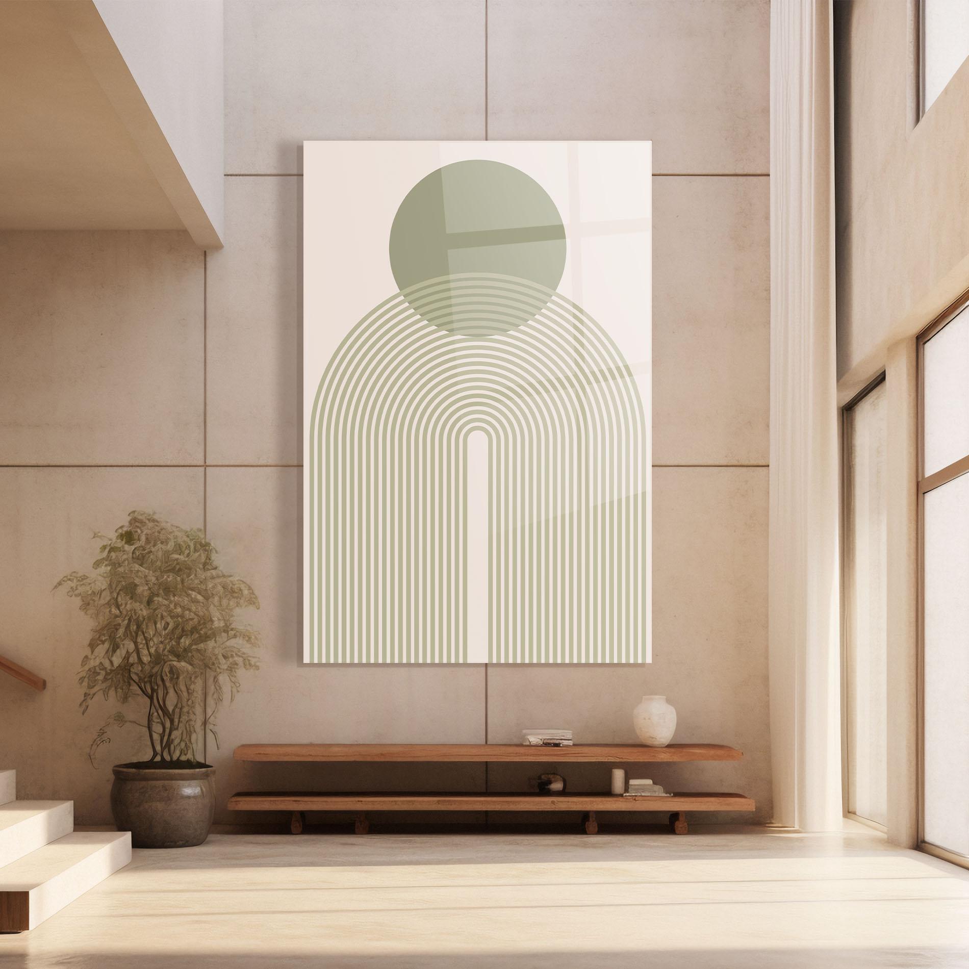 Tablou Sticla Green Circle Lines mockup 8