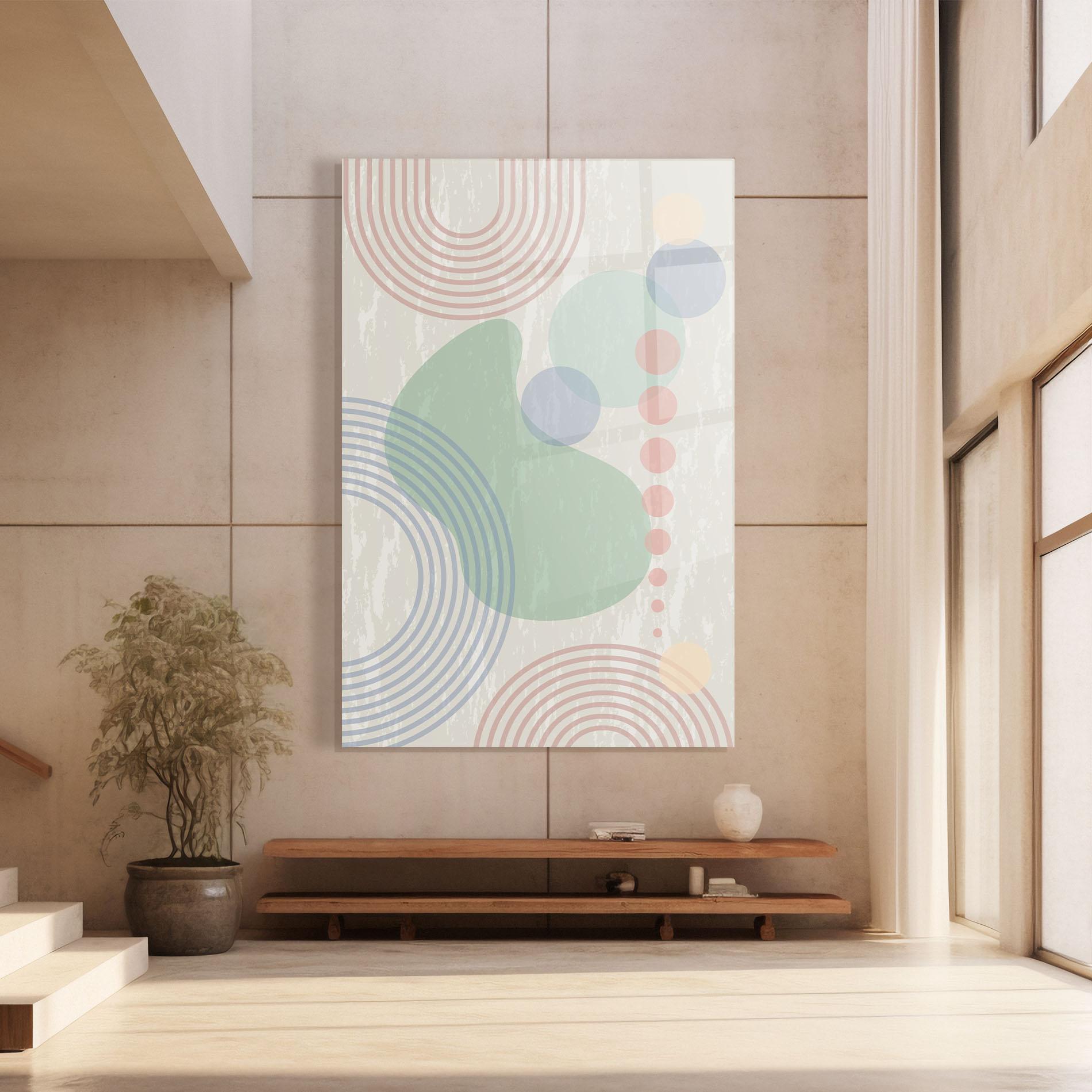 Tablou Sticla Green Pink Shapes mockup 8