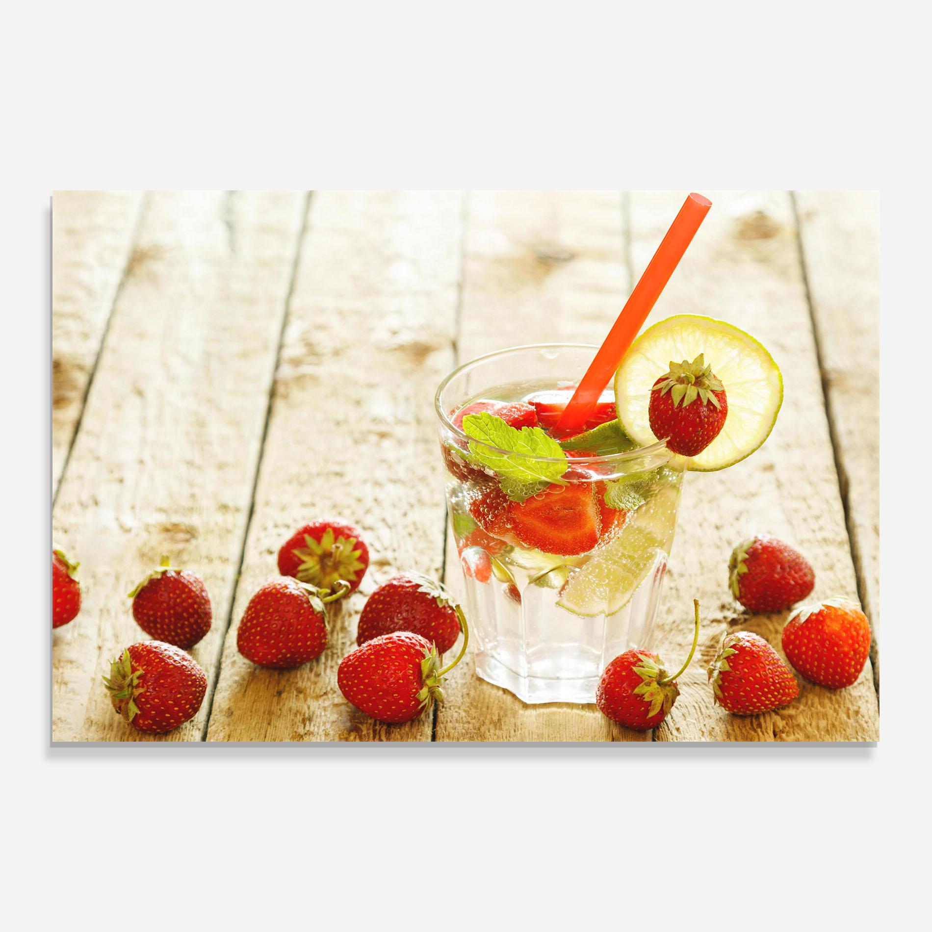 Tablou Sticla Strawberry Lime Drink mockup 0