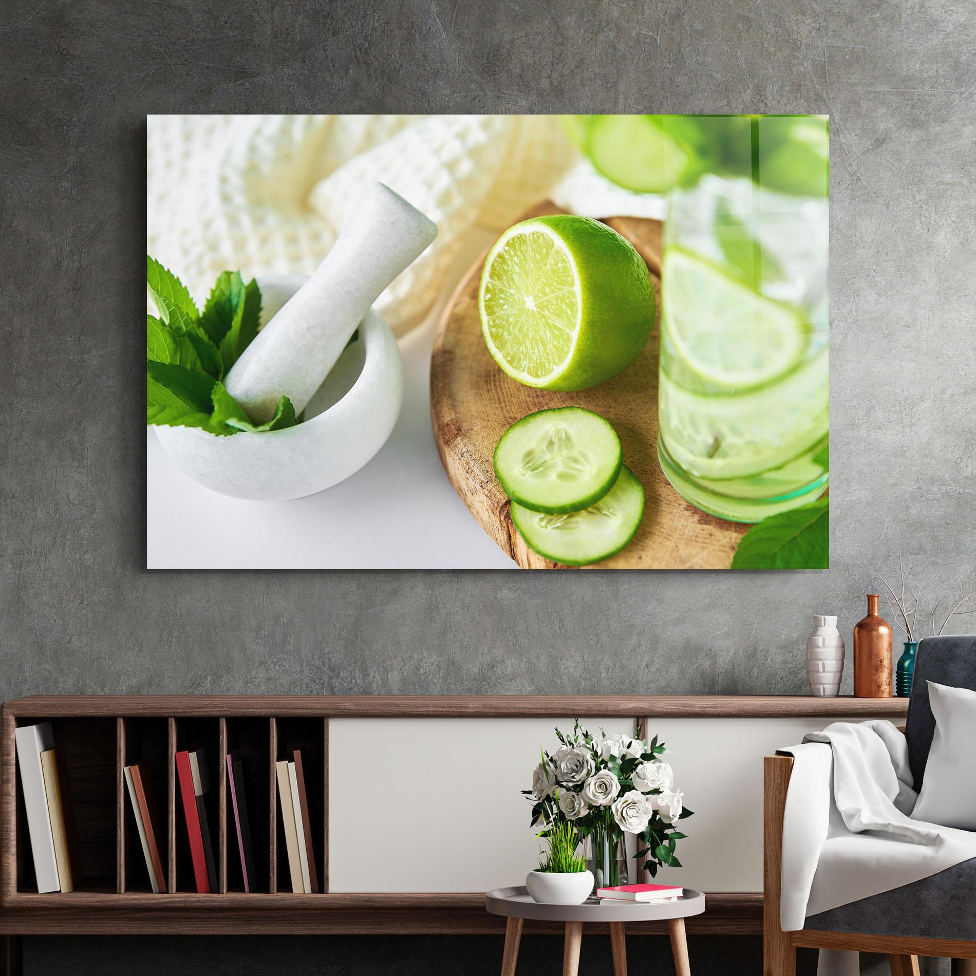 Tablou Sticla Detox Drink Lemonade mockup 2