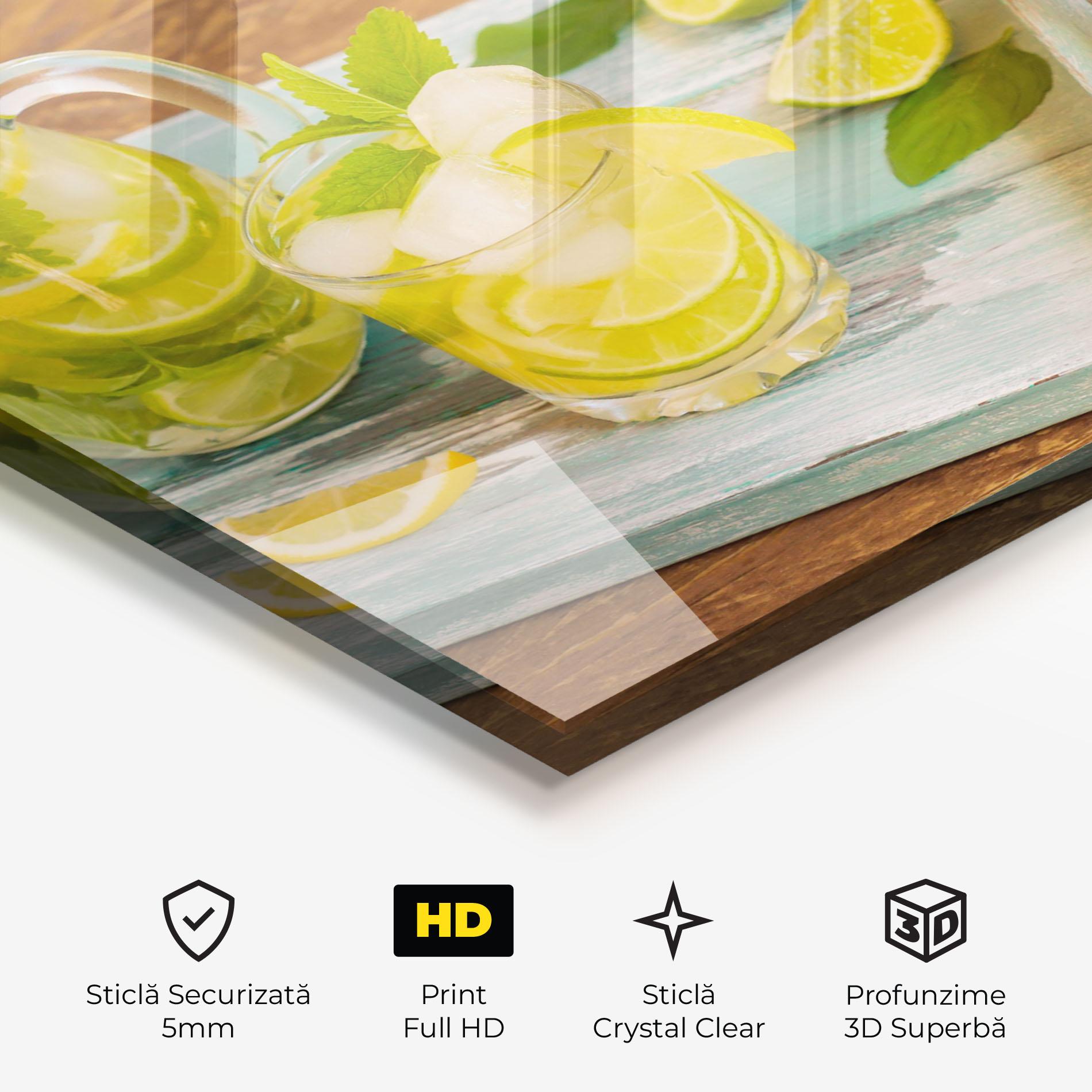 Tablou Sticla Fresh Cold Lemonade mockup 3
