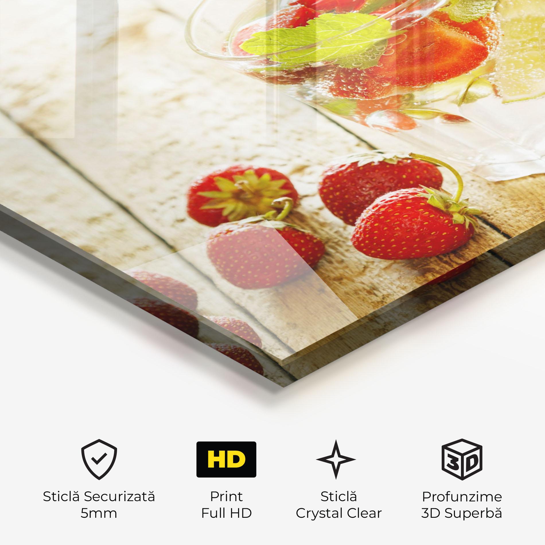 Tablou Sticla Strawberry Lime Drink mockup 3