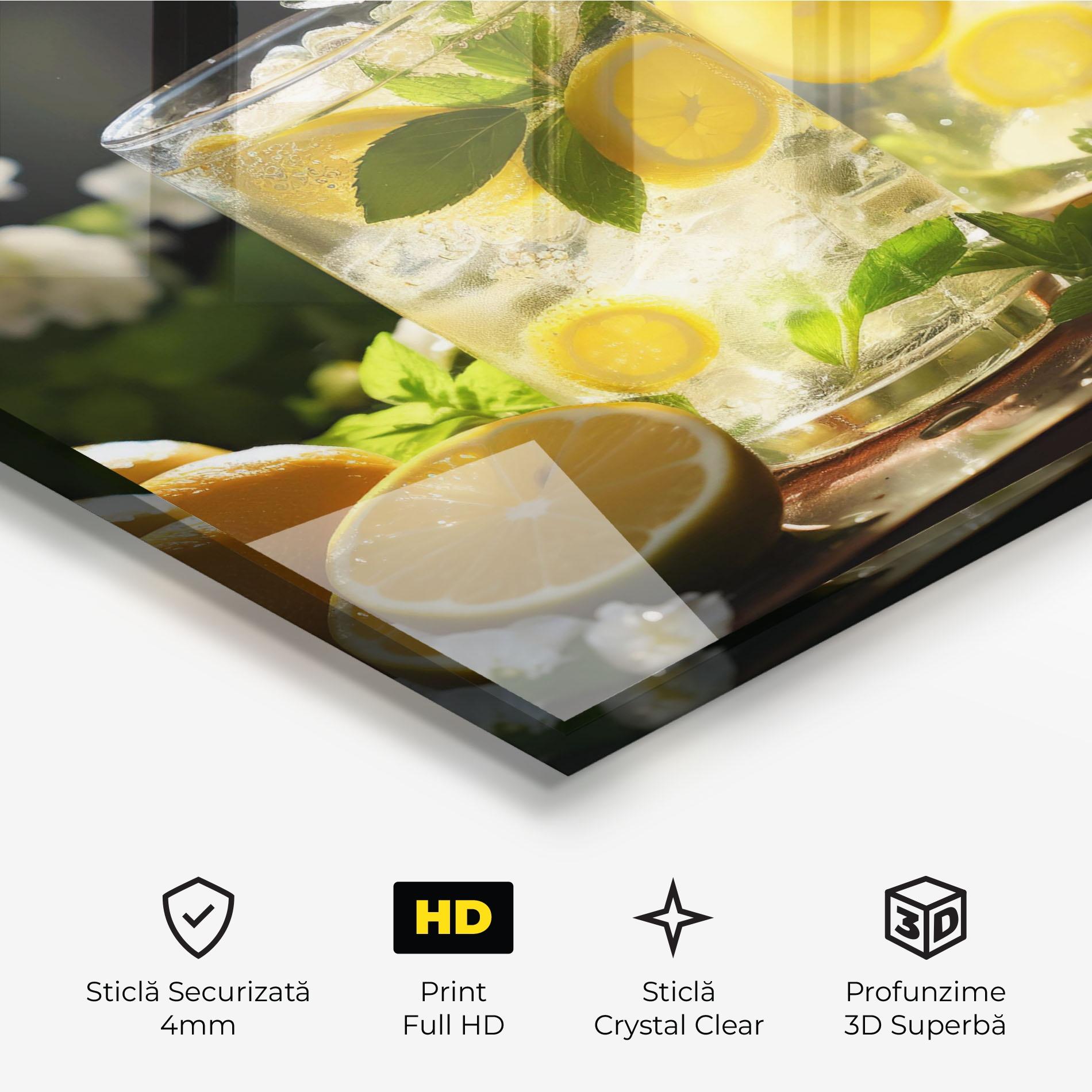 Tablou Sticla White Flowers Lemonade mockup 3