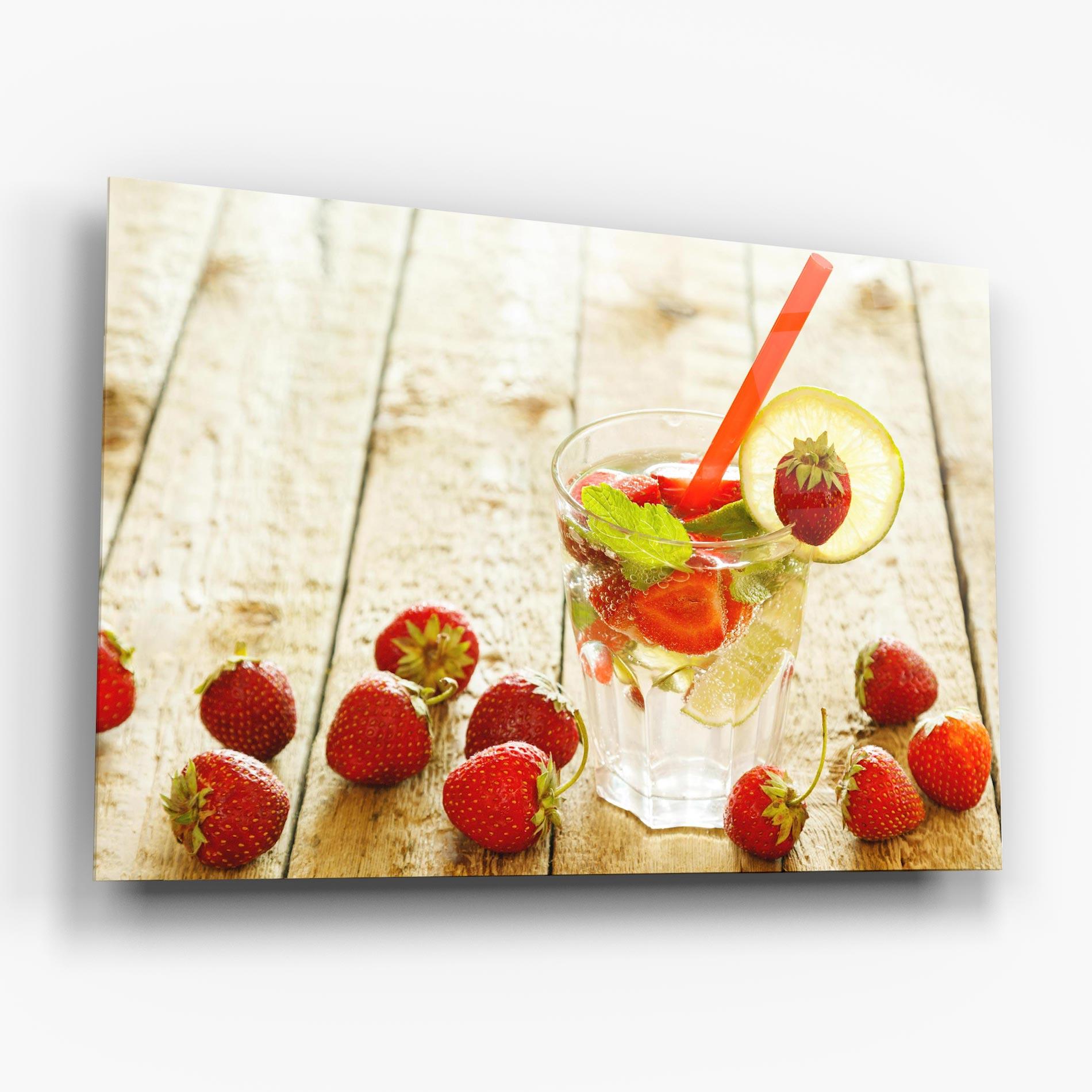 Tablou Sticla Strawberry Lime Drink mockup 6