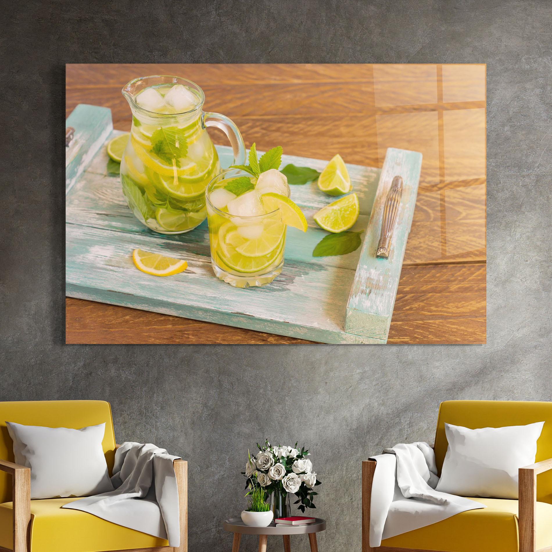 Tablou Sticla Fresh Cold Lemonade mockup 4