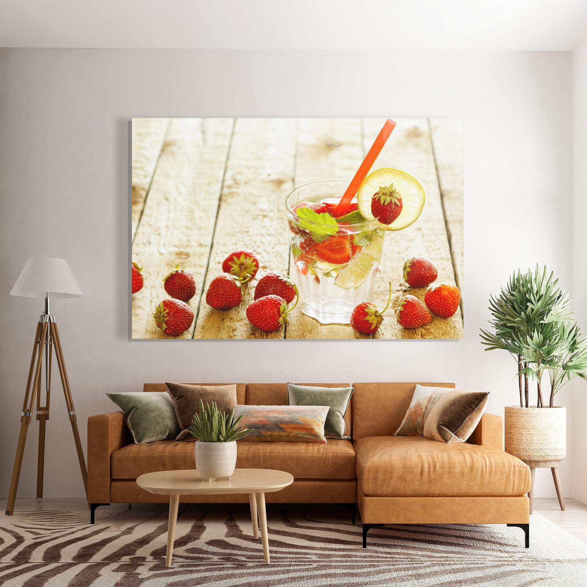 Tablou Sticla Strawberry Lime Drink mockup 7